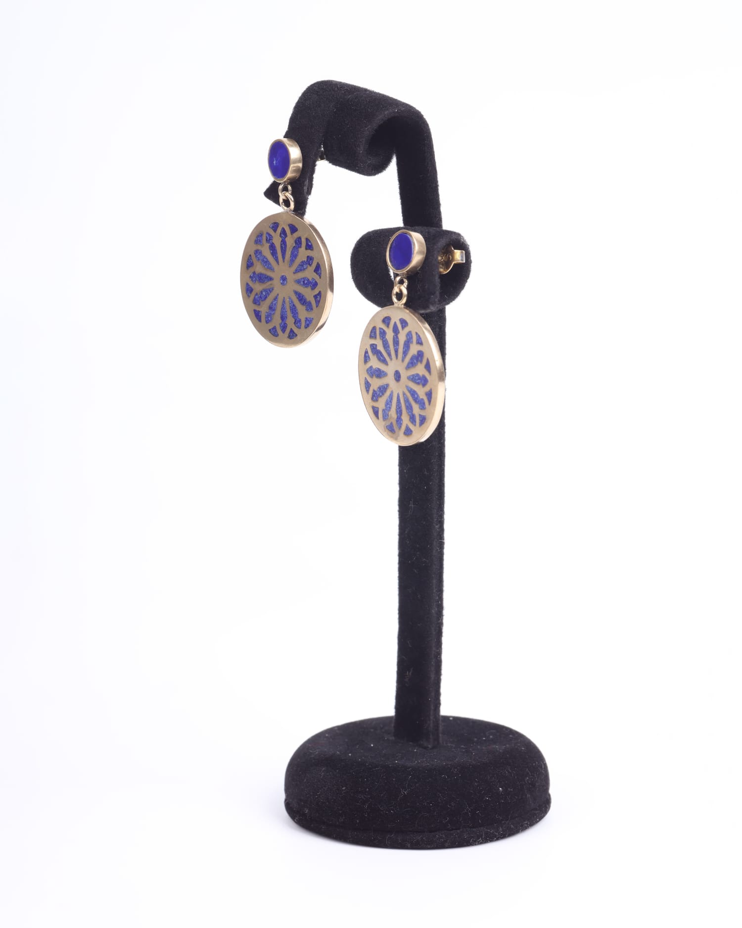 Stud Earrings Handcrafted – Geometric Design with Lapis Lazuli