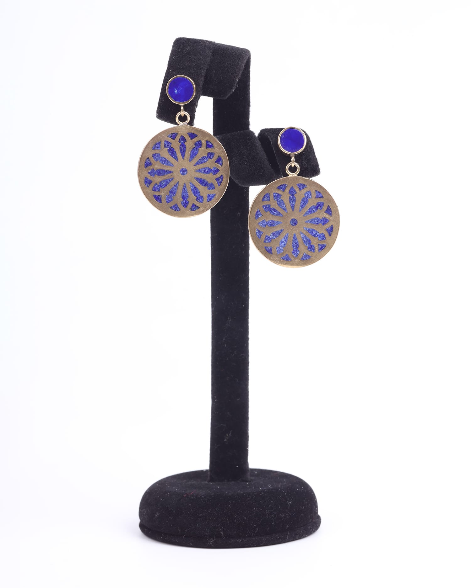 Stud Earrings Handcrafted – Geometric Design with Lapis Lazuli