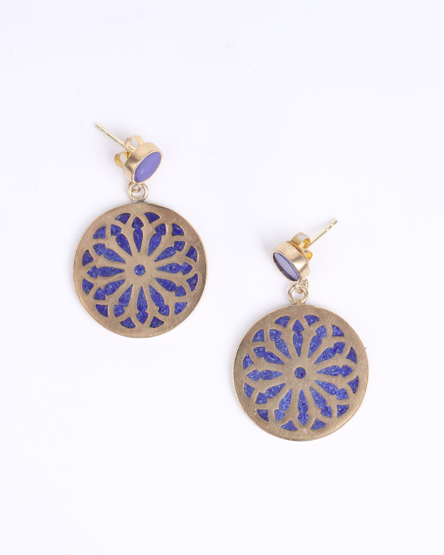 Stud Earrings Handcrafted – Geometric Design with Lapis Lazuli