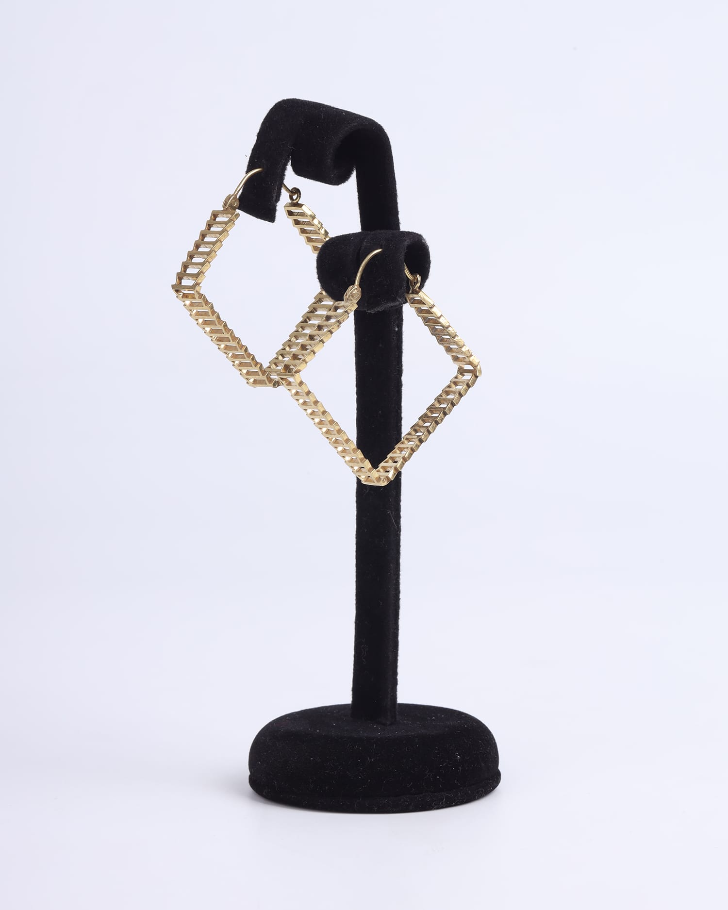 Geometric Brass Earrings with Gold Plating
