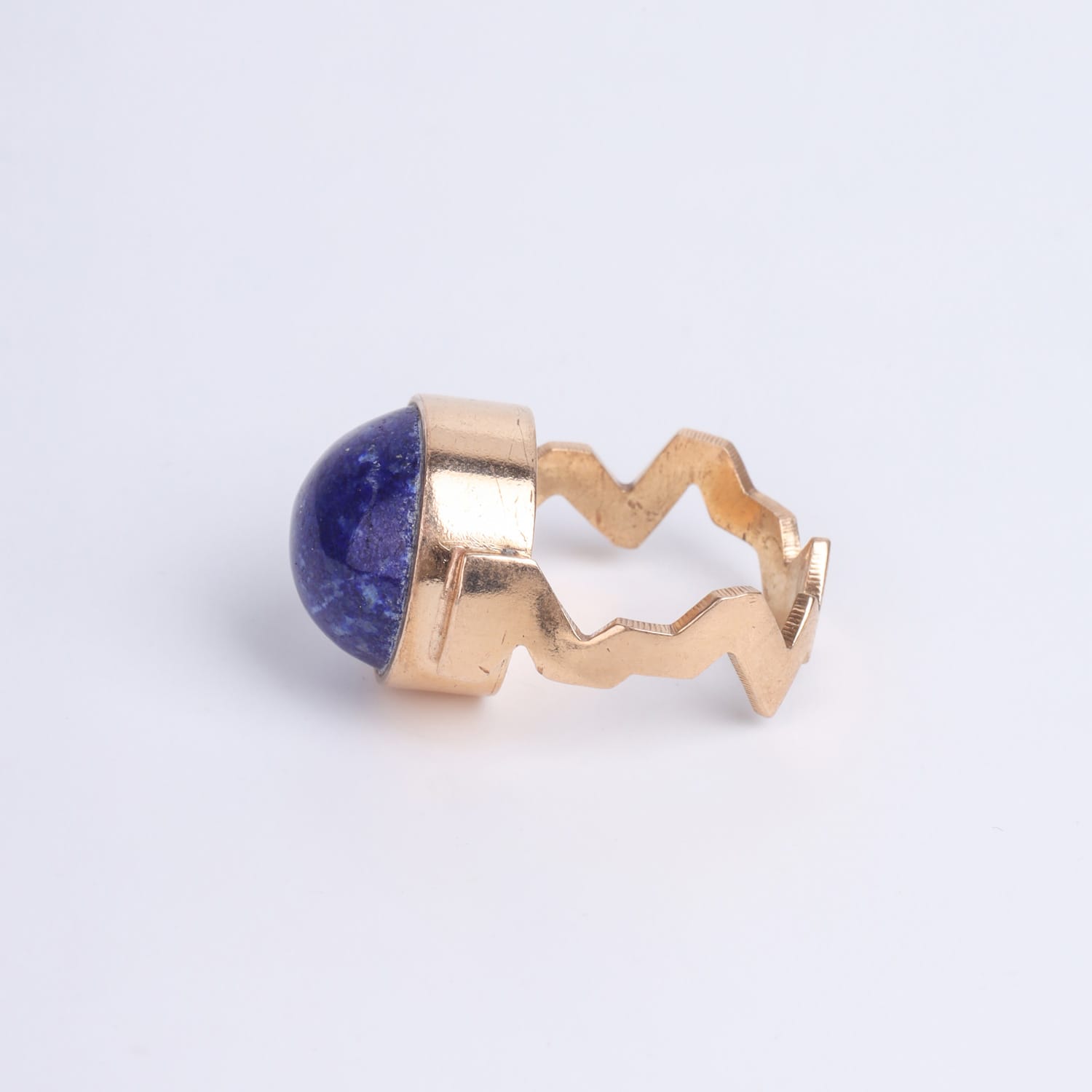 Lapis Lazuli Ring with Brass & Gold Plating
