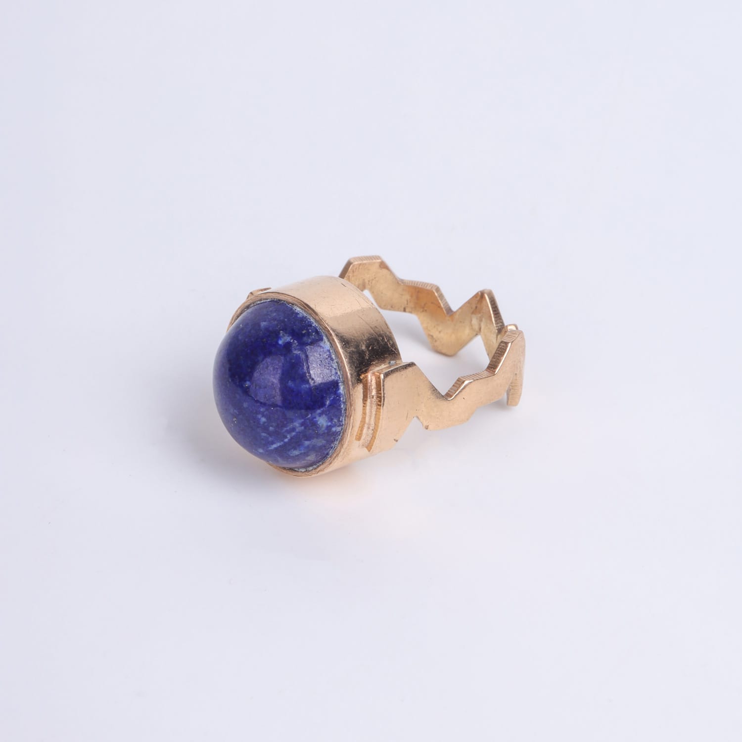 Lapis Lazuli Ring with Brass & Gold Plating