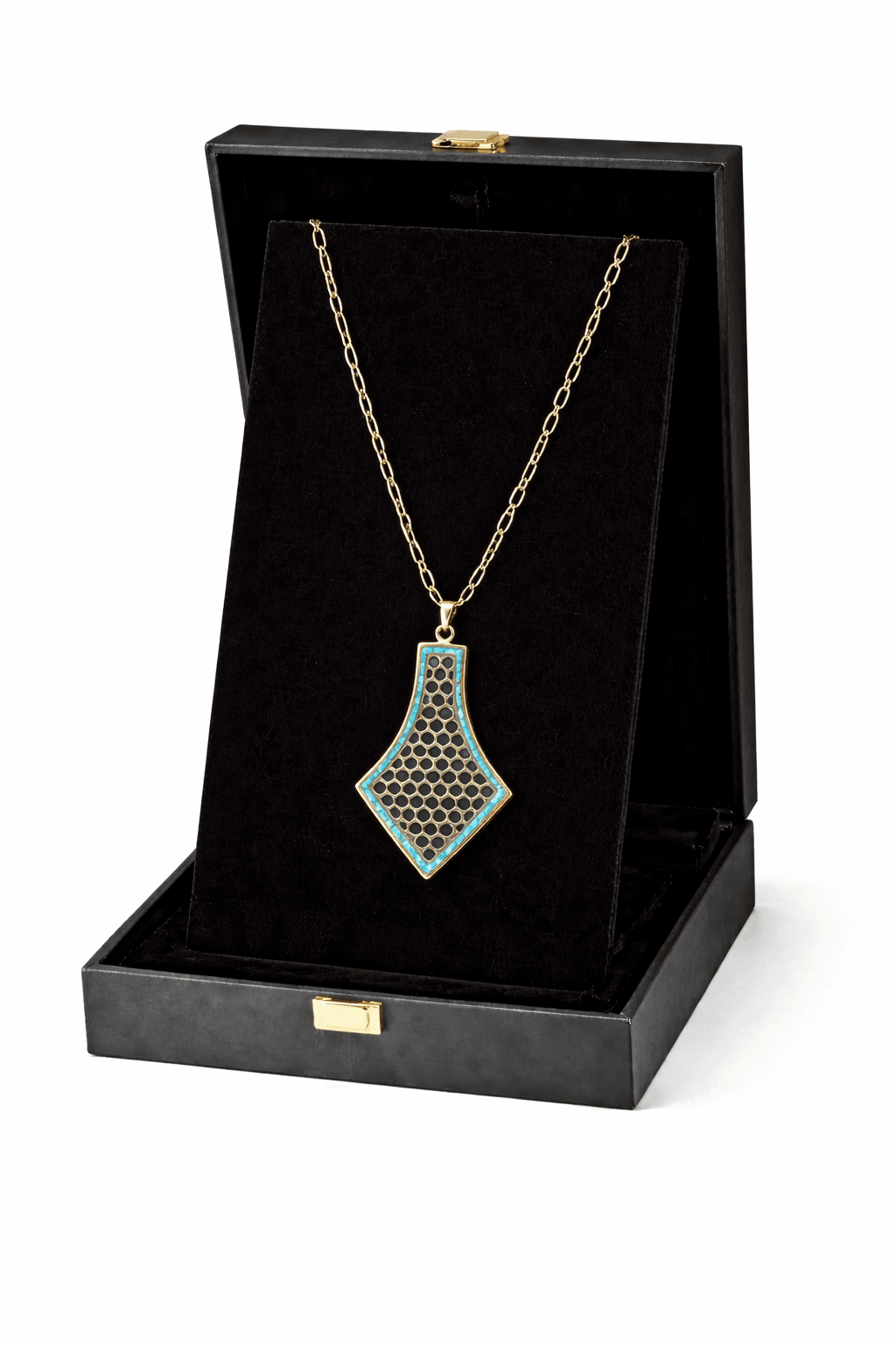 Elegant Honeycomb Necklace with Turquoise