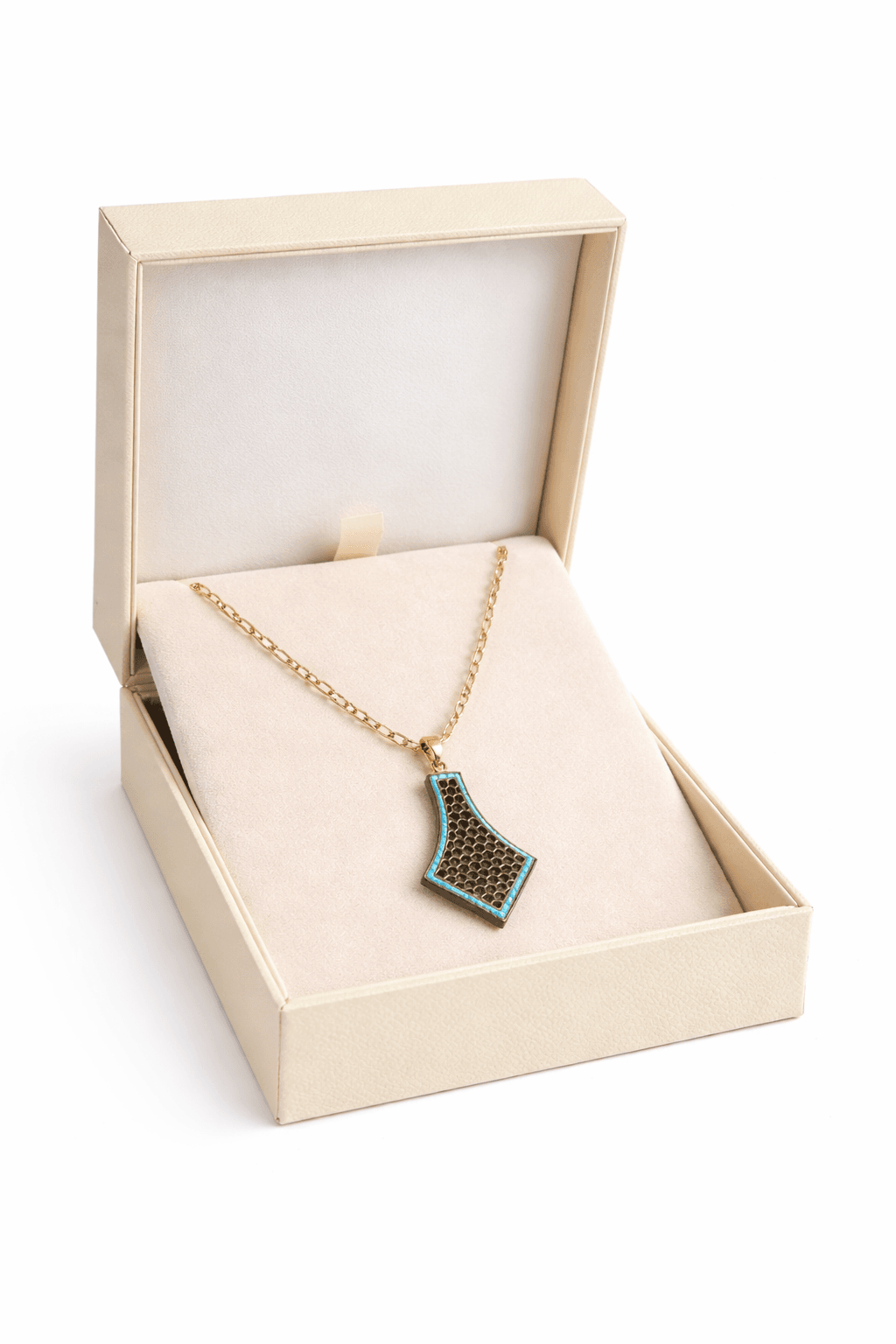 Elegant Honeycomb Necklace with Turquoise