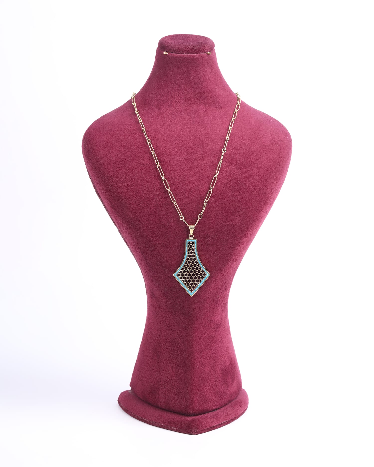 Elegant Honeycomb Necklace with Turquoise
