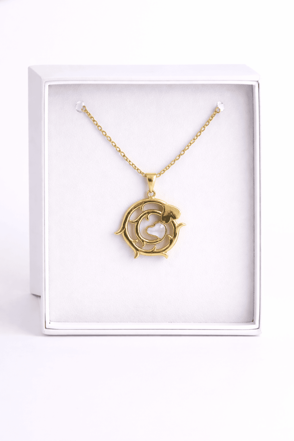 Quartz & Gold Plated Love Design Necklace