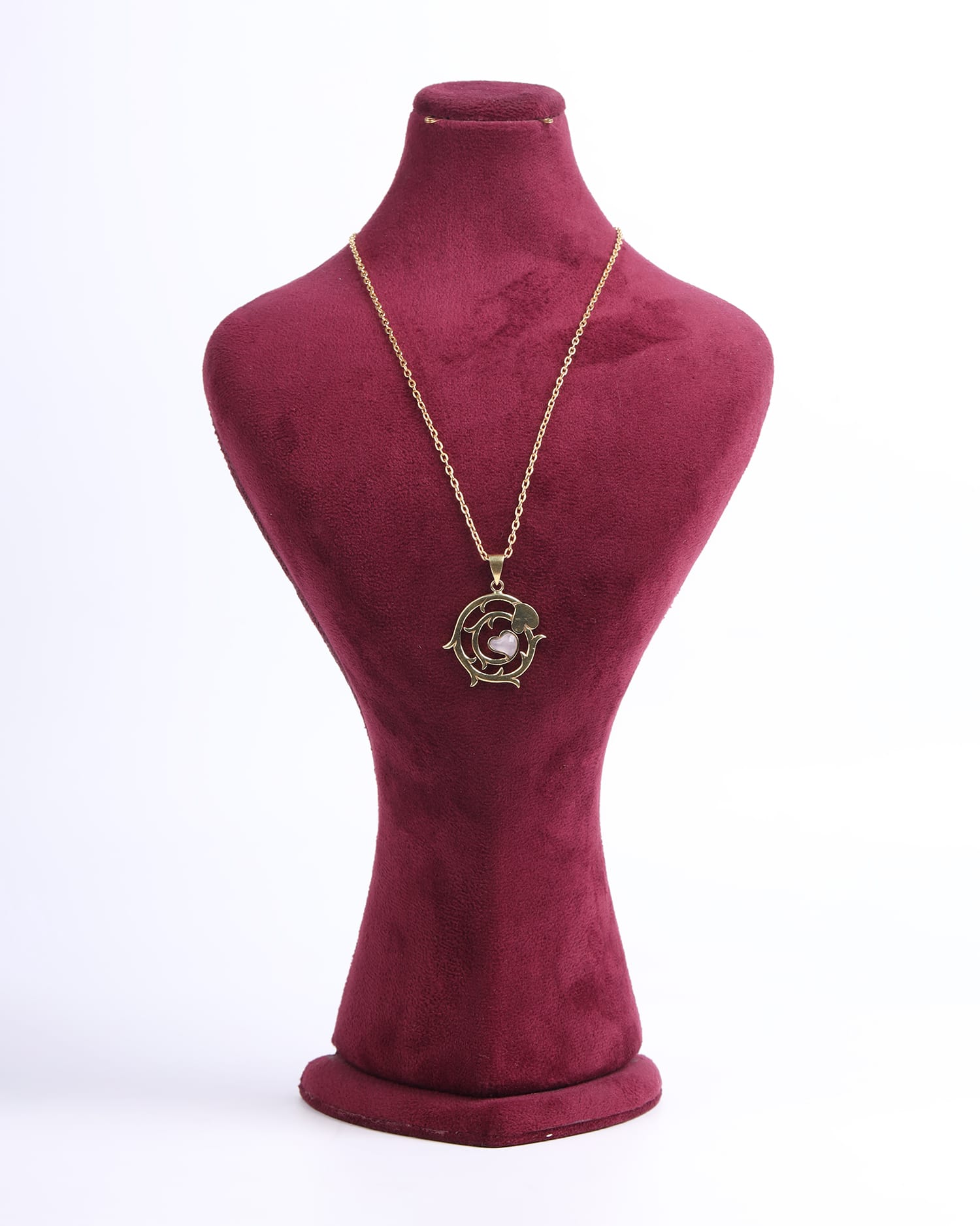 Quartz & Gold Plated Love Design Necklace