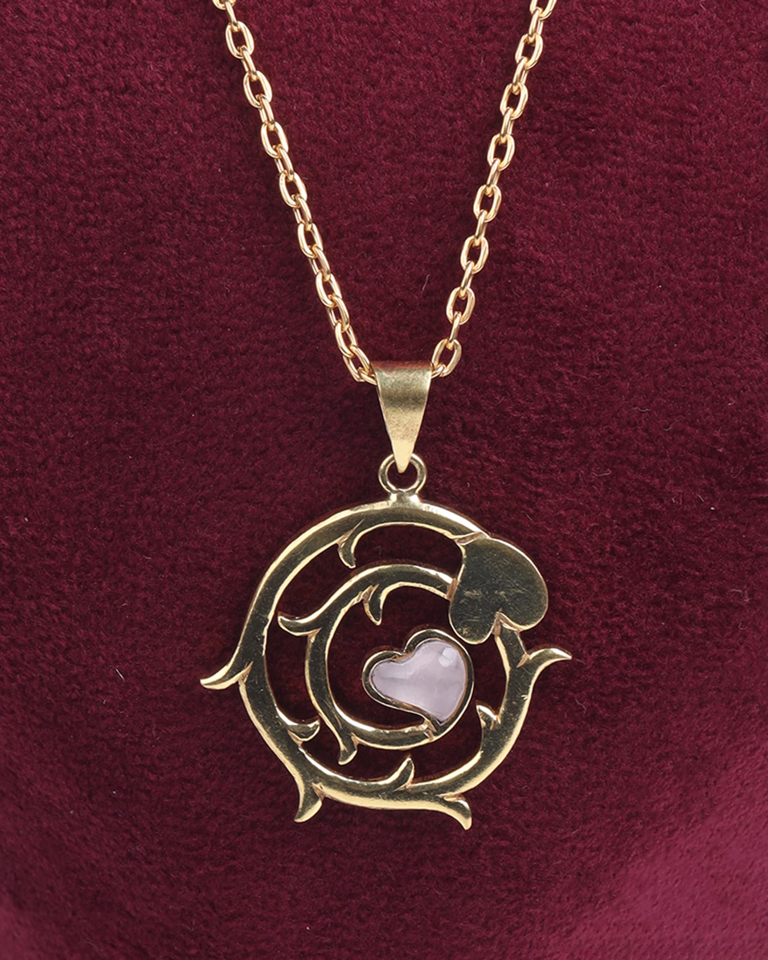 Quartz & Gold Plated Love Design Necklace