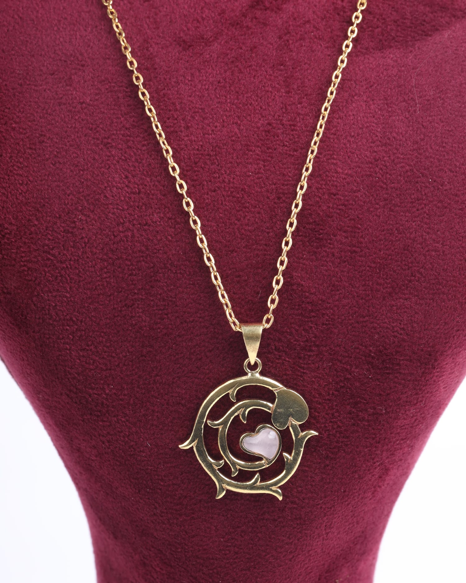 Quartz & Gold Plated Love Design Necklace
