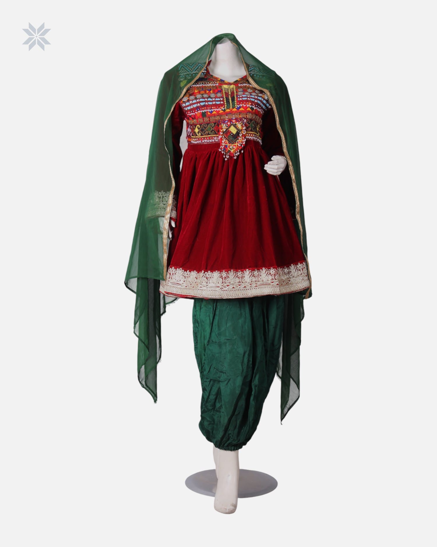 Afghan Henna Night Dress With Shawl