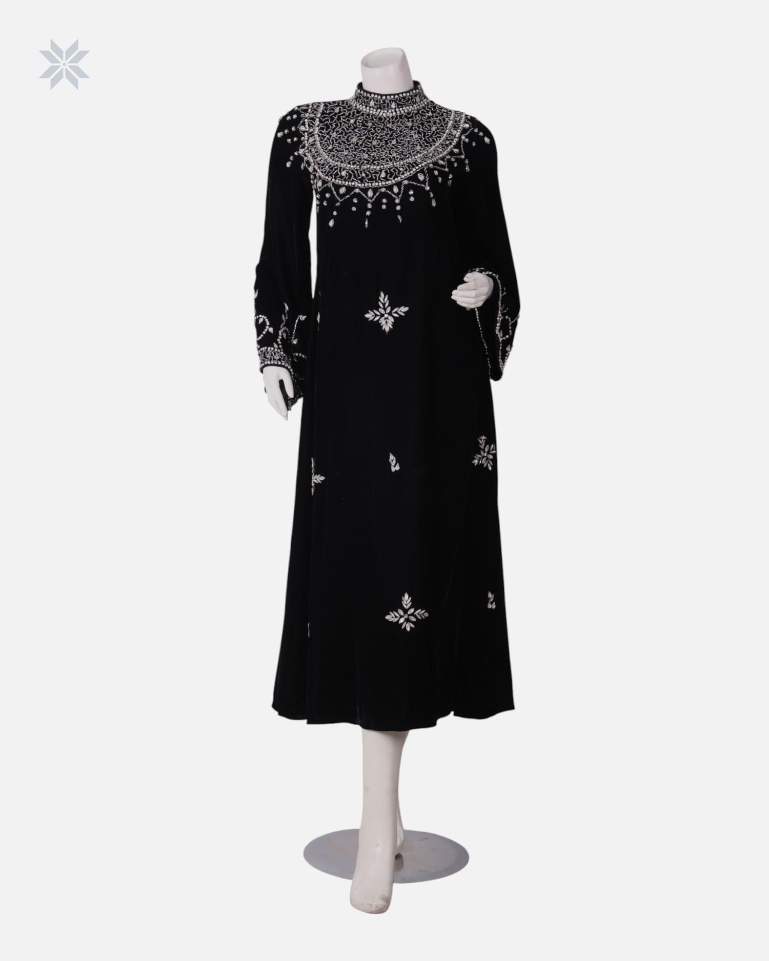 Arabic Velvet Black Maxi Dress for Women