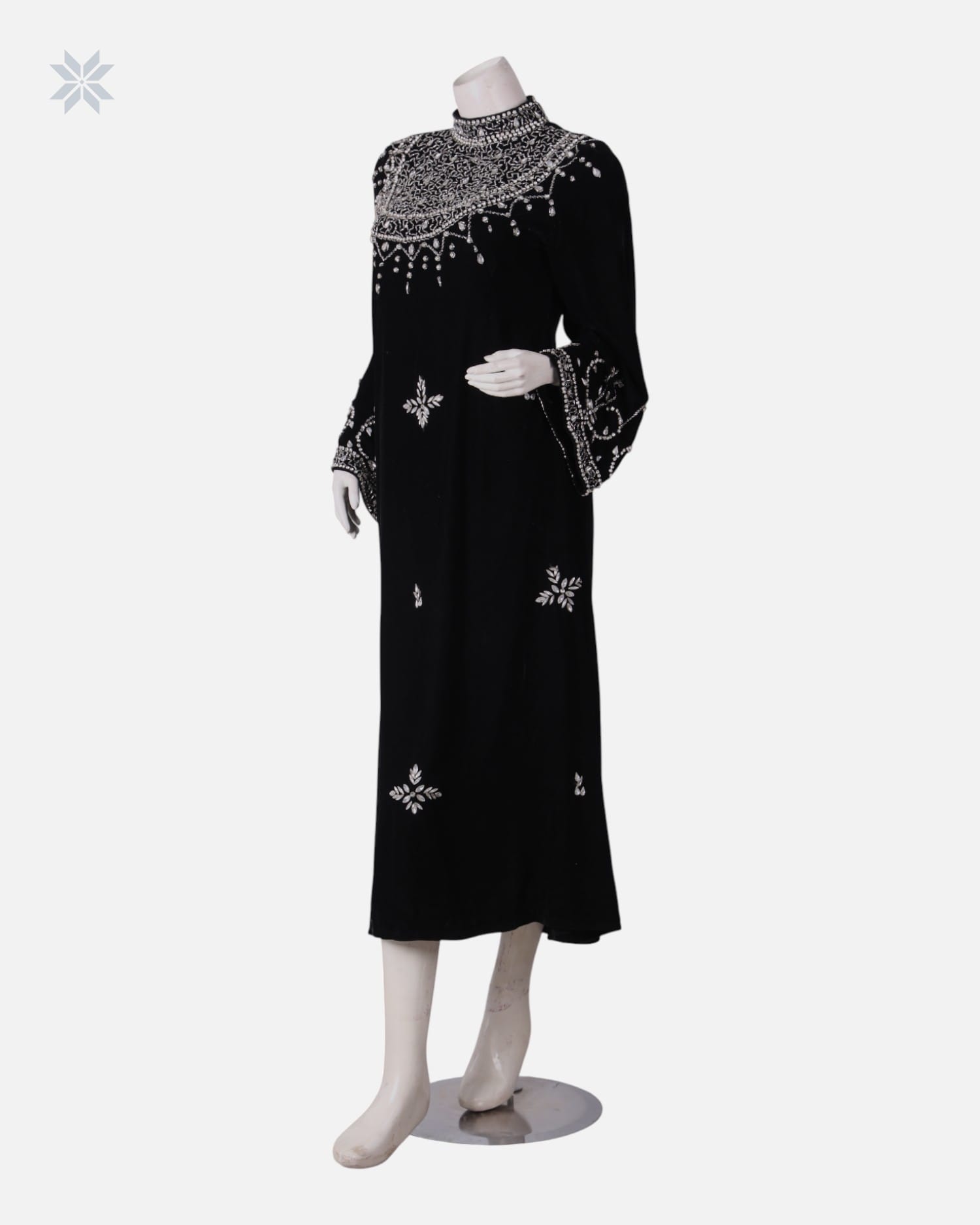 Arabic Velvet Black Maxi Dress for Women