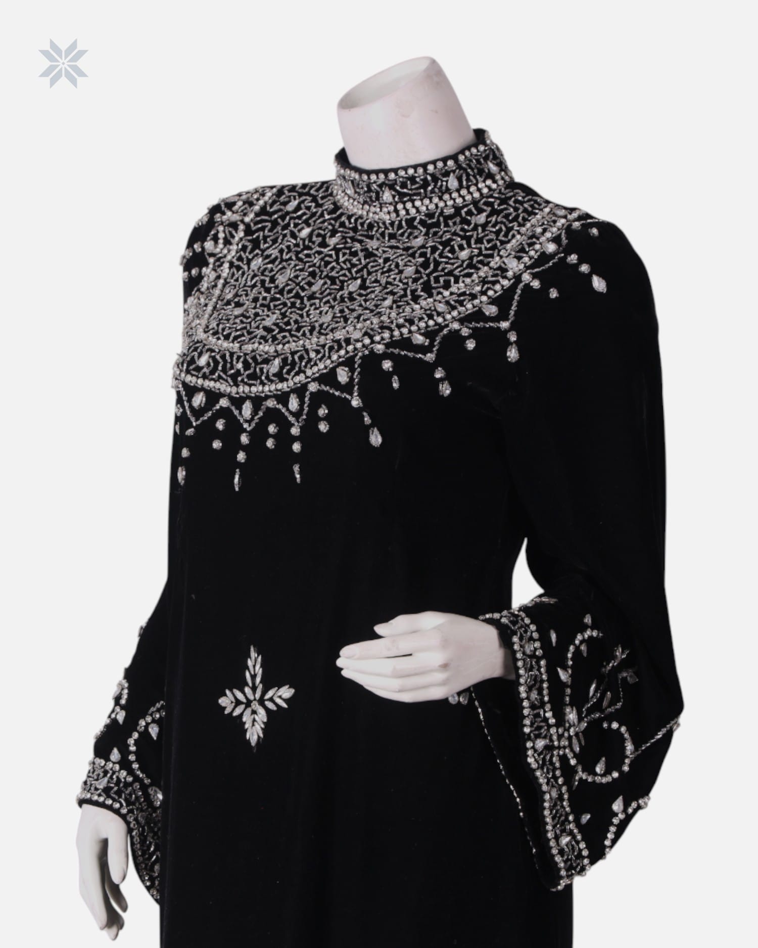 Arabic Velvet Black Maxi Dress for Women