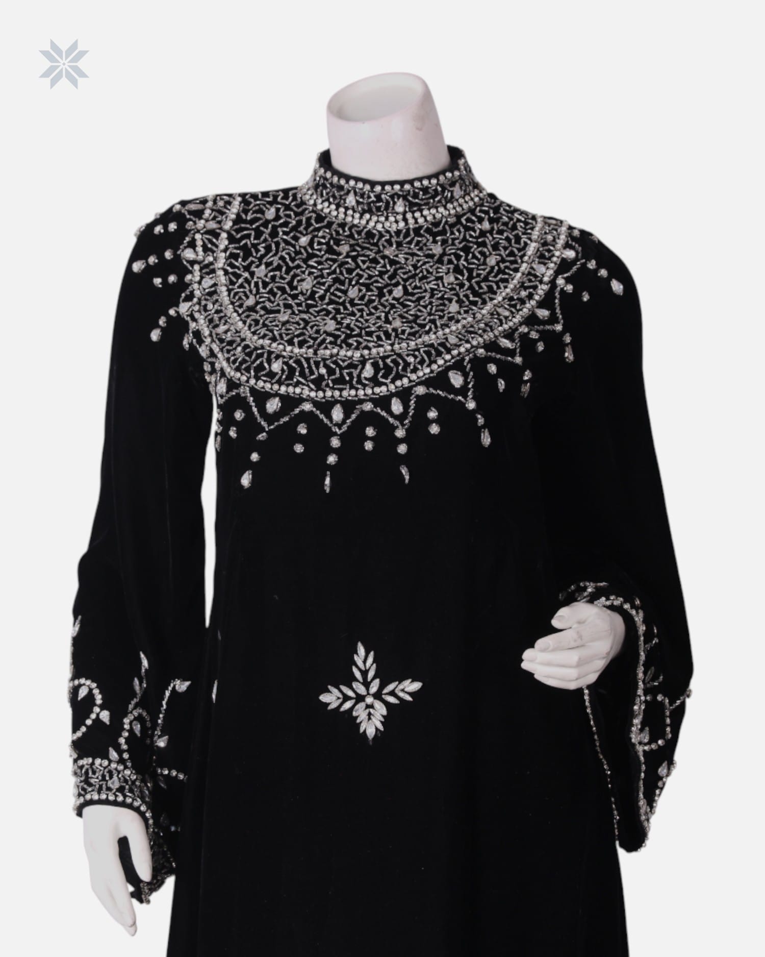 Arabic Velvet Black Maxi Dress for Women
