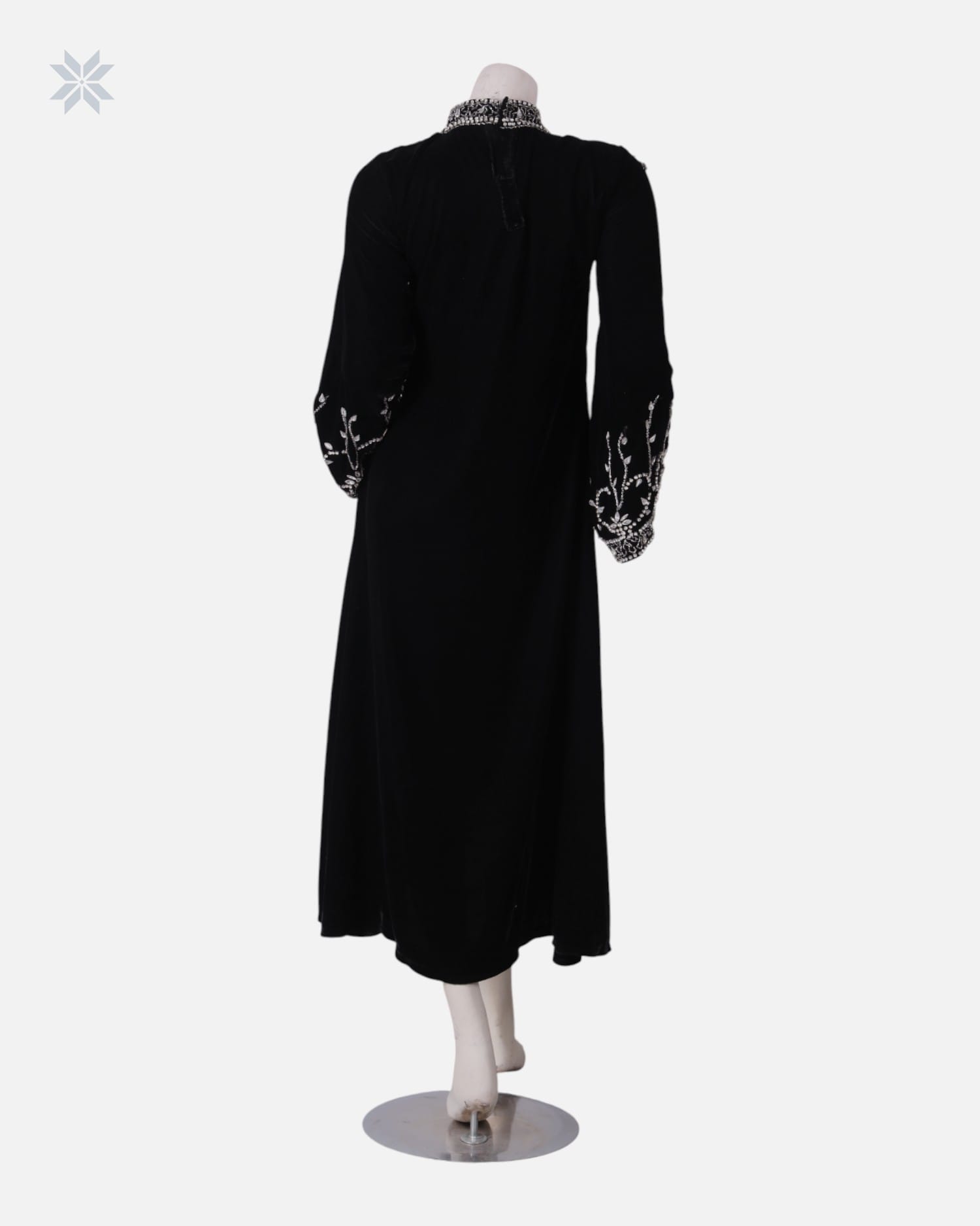 Arabic Velvet Black Maxi Dress for Women