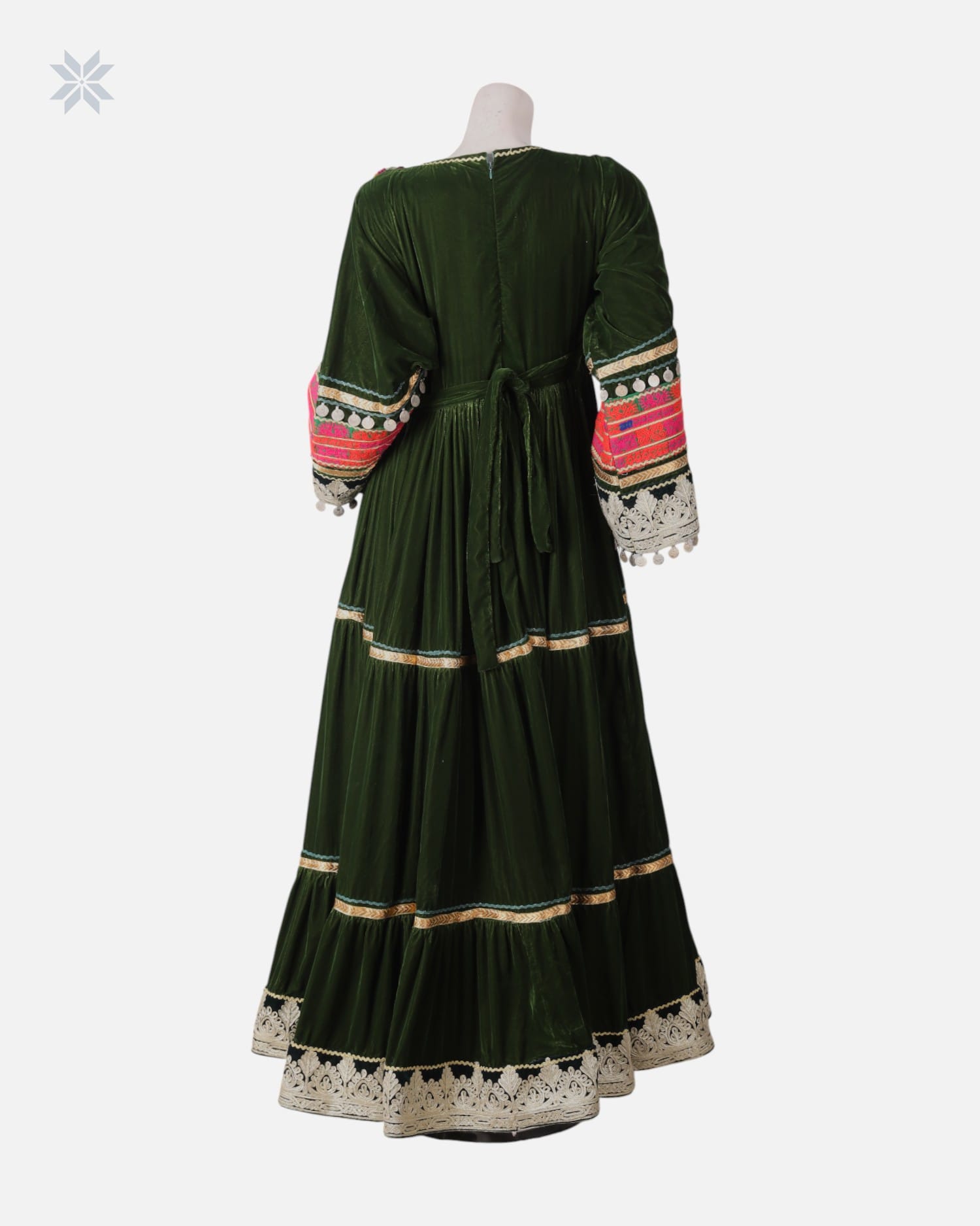 Afghan Bridal Gandi Dress Dark Forest Green