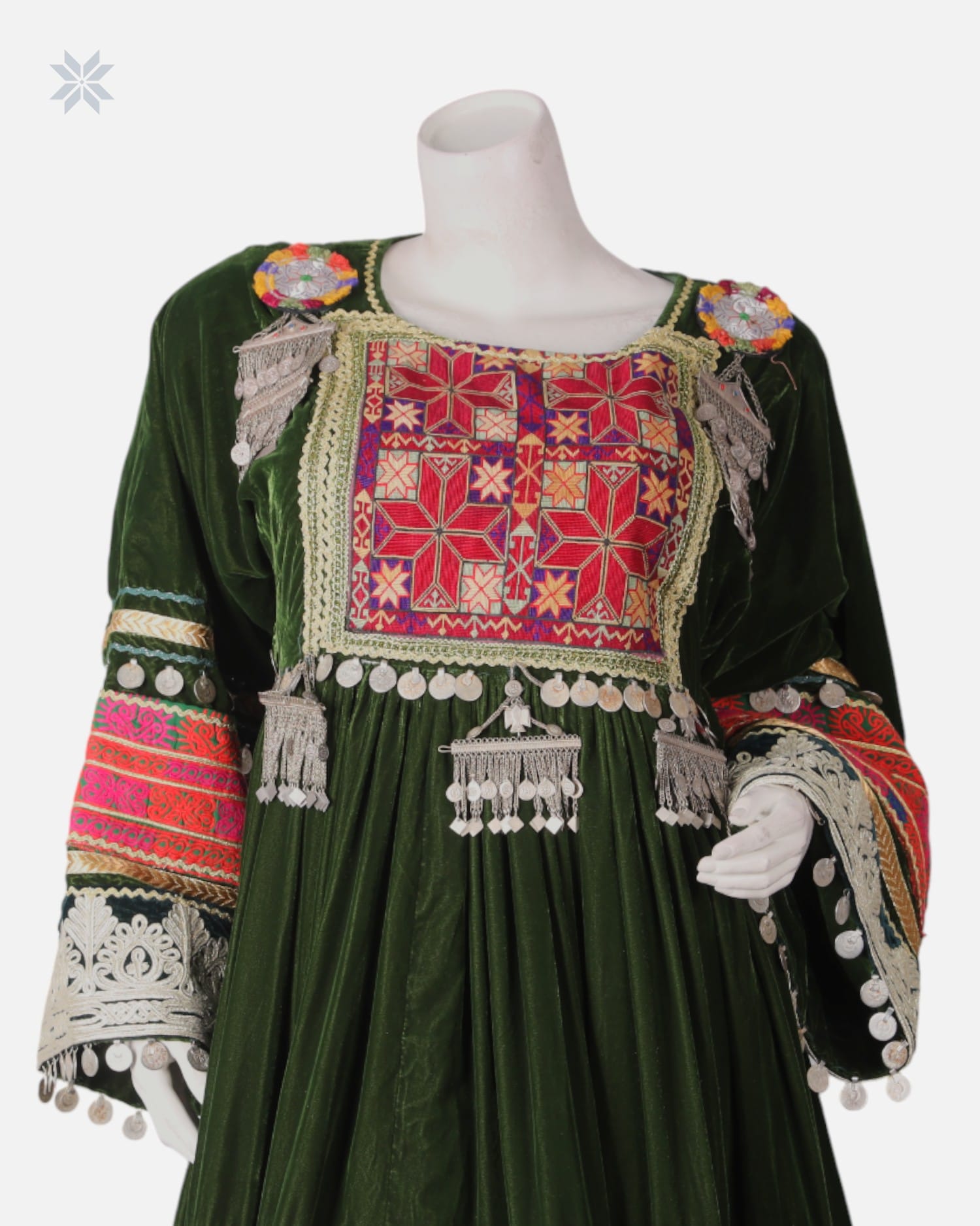 Afghan Bridal Gandi Dress Dark Forest Green