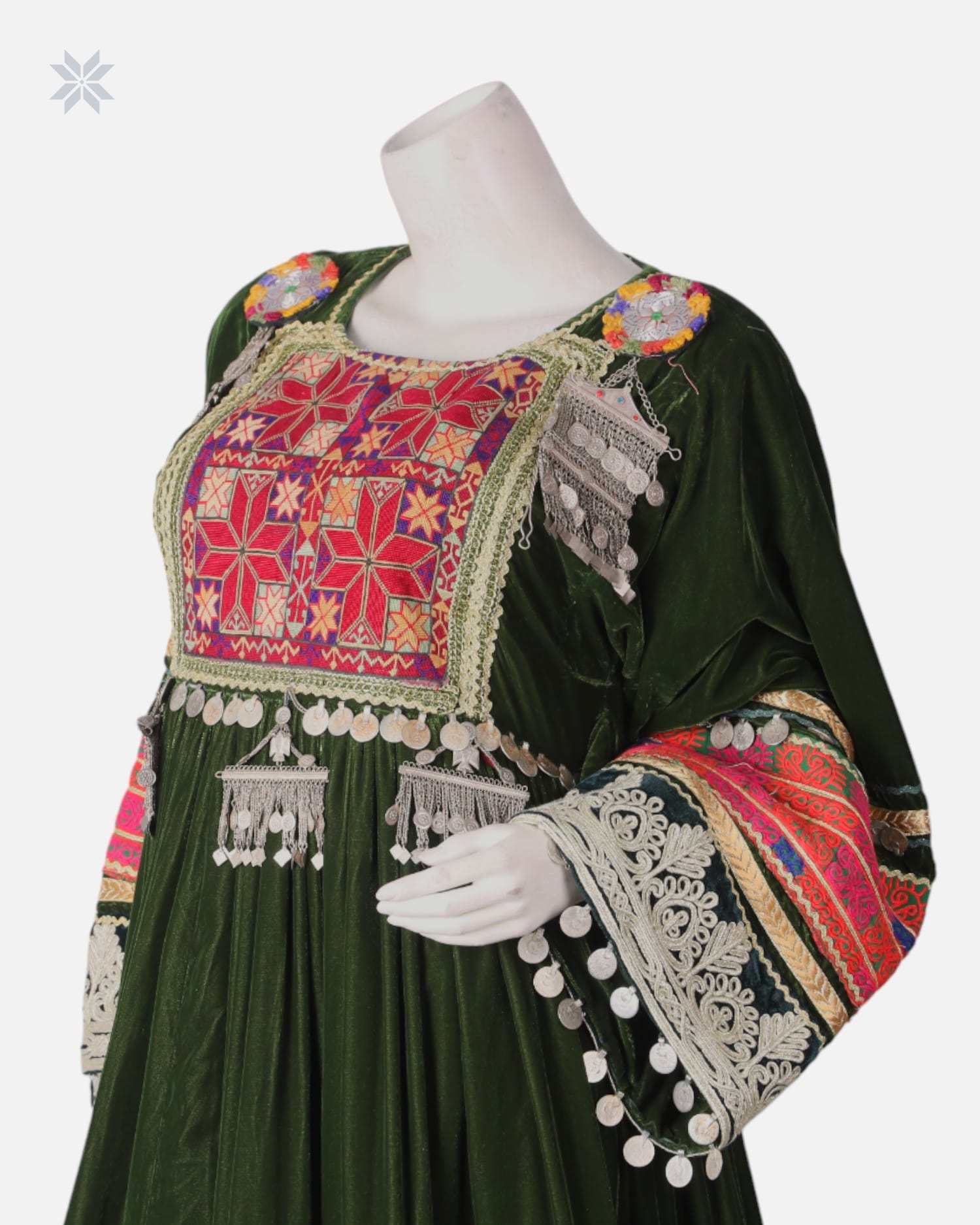 Afghan Bridal Gandi Dress Dark Forest Green