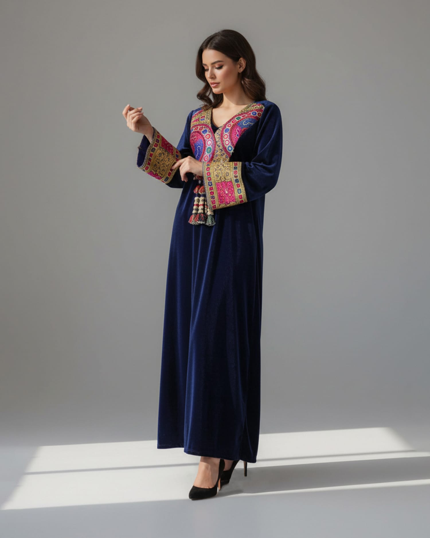 Afghan Silk Velvet Long Dress