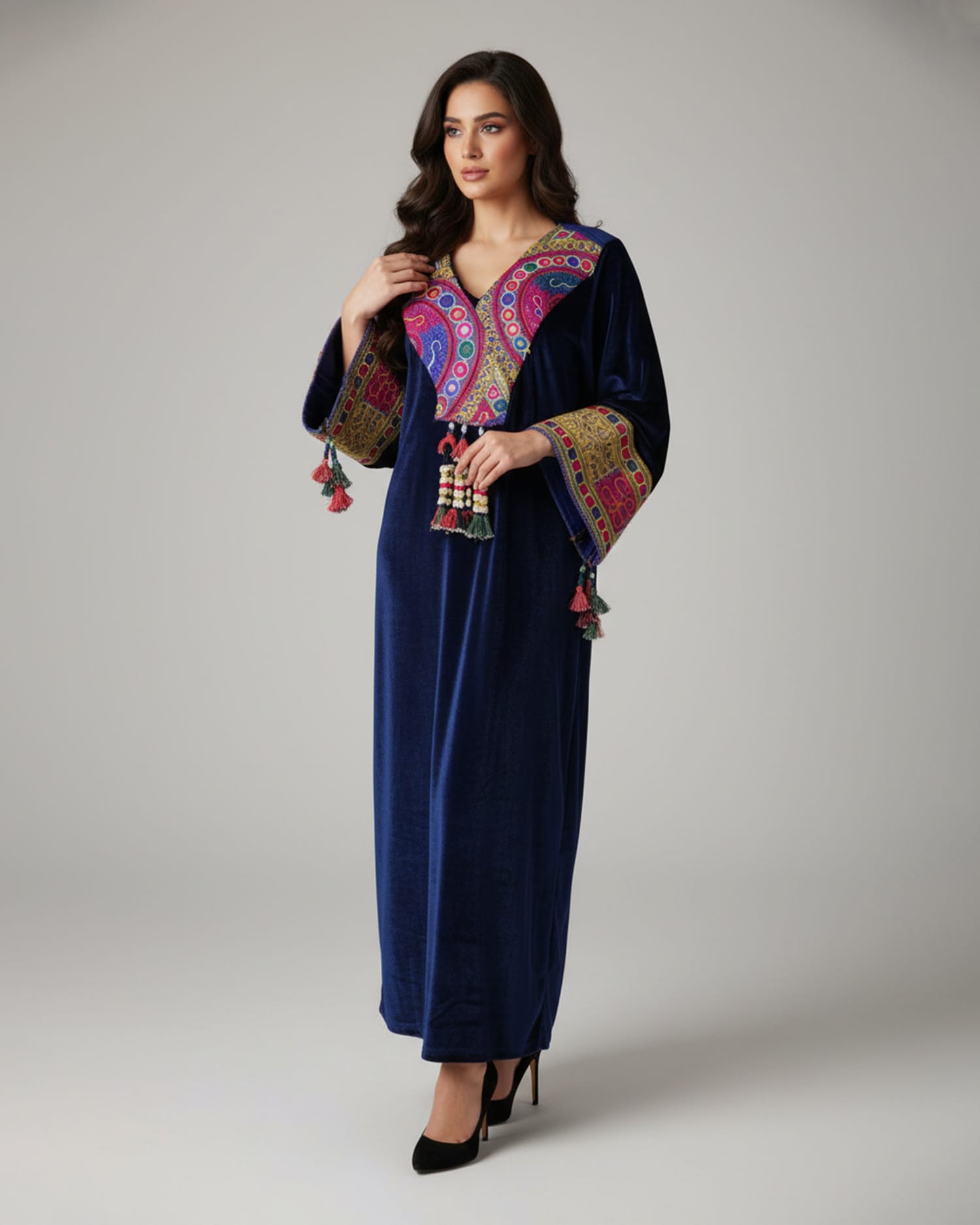 Afghan Silk Velvet Long Dress
