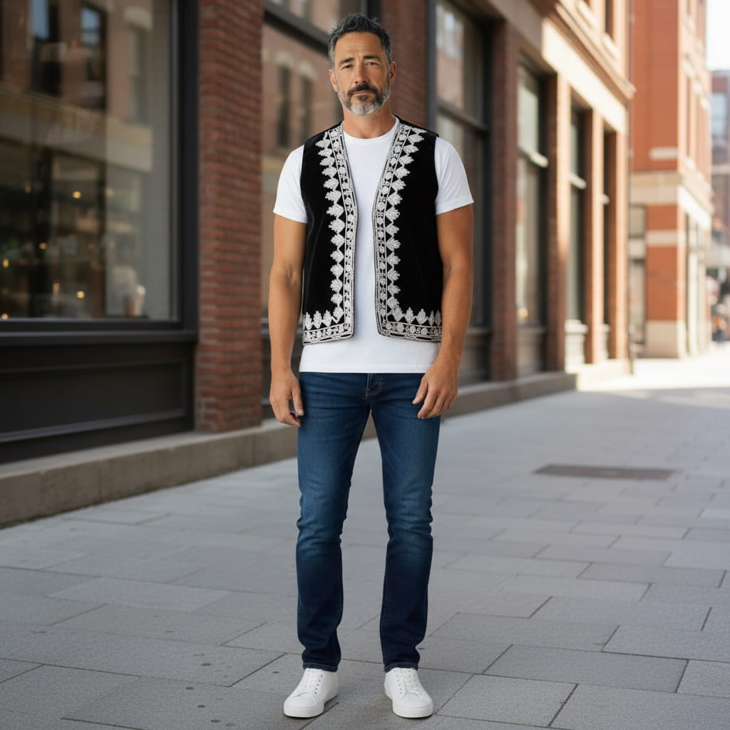 Velvet Men's Vest Handmade