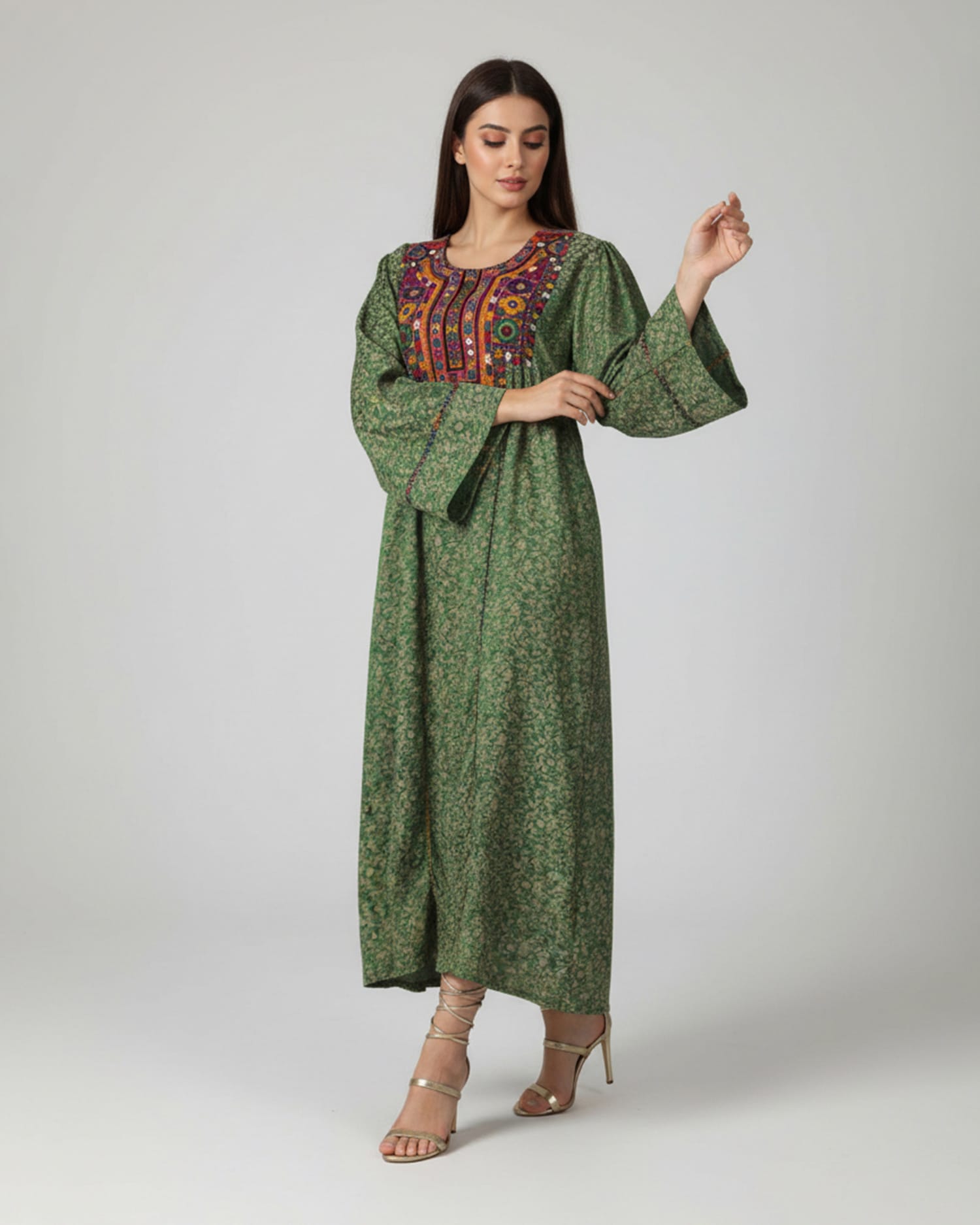 Handcrafted Afghan Green Wedding Dress