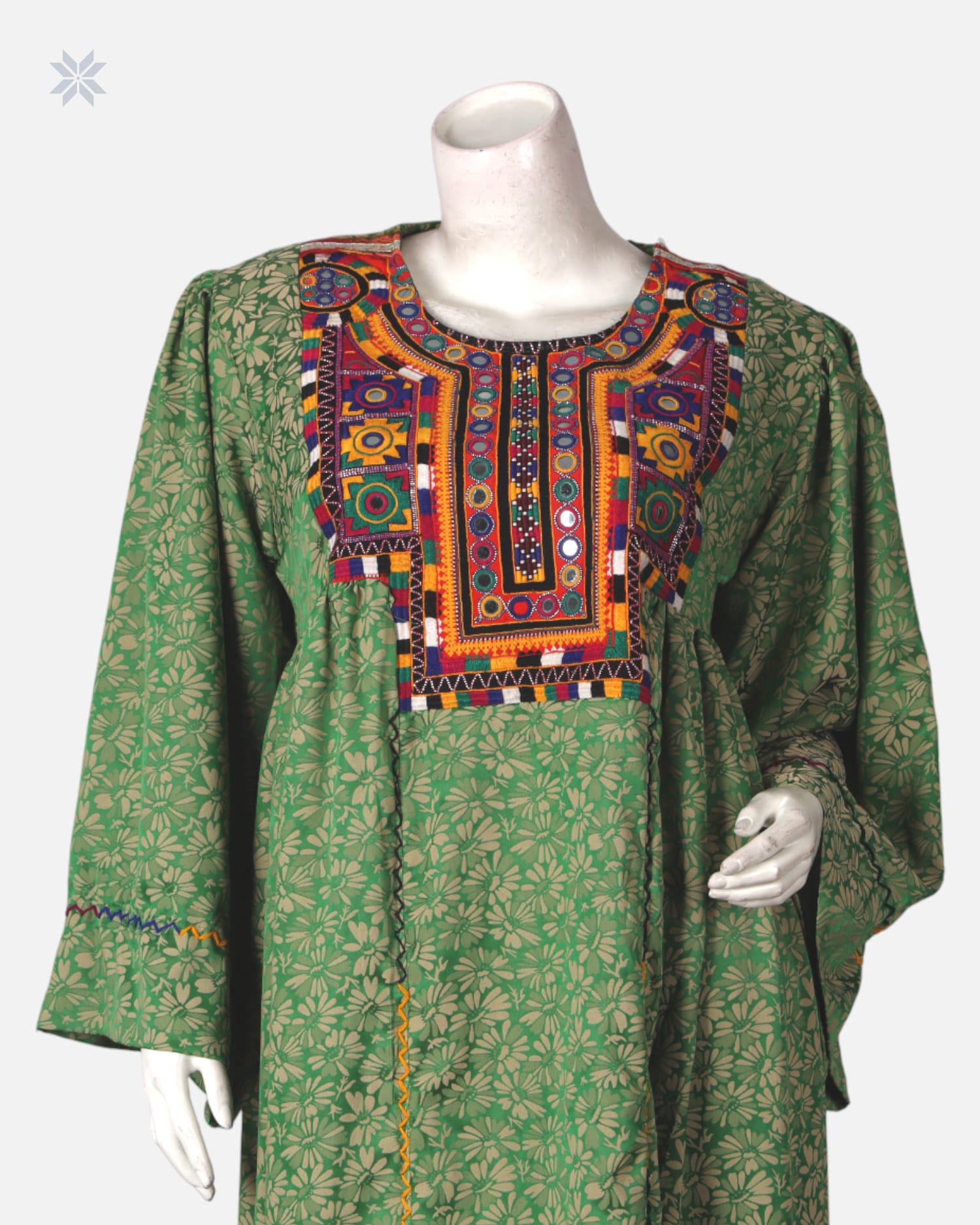 Handcrafted Afghan Green Wedding Dress