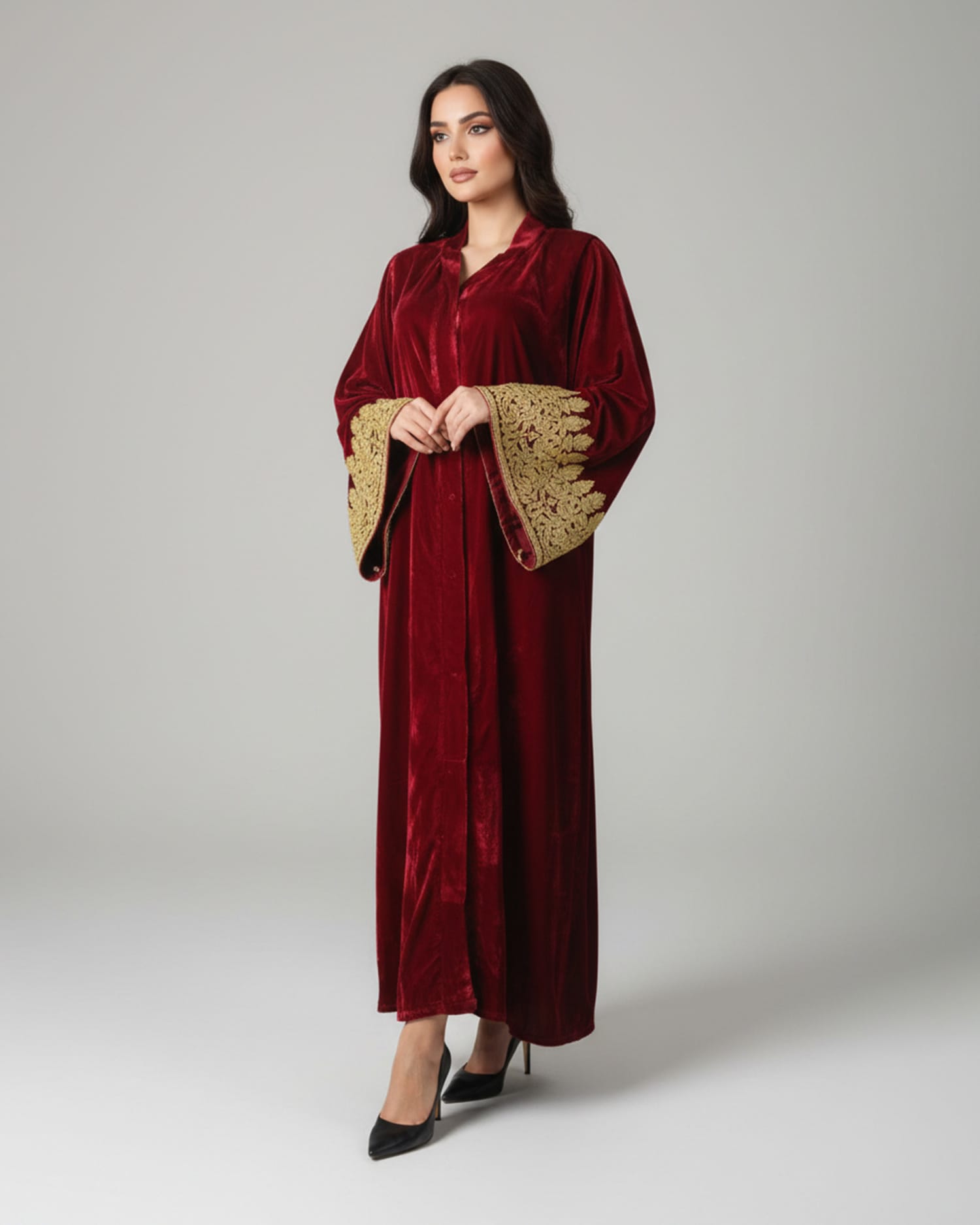 Afghan Silk Velvet Hijab with Handmade Leather Details