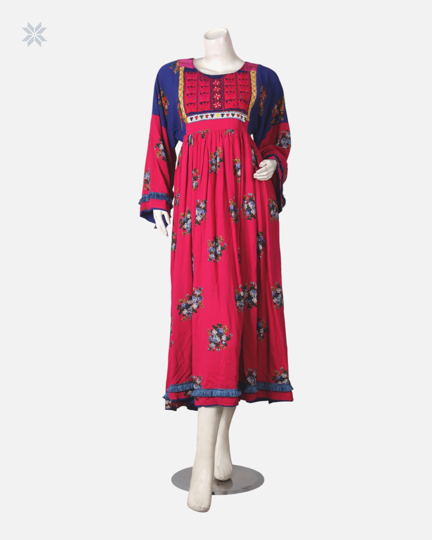 Colorful Embroidered Gown Handmade Dress