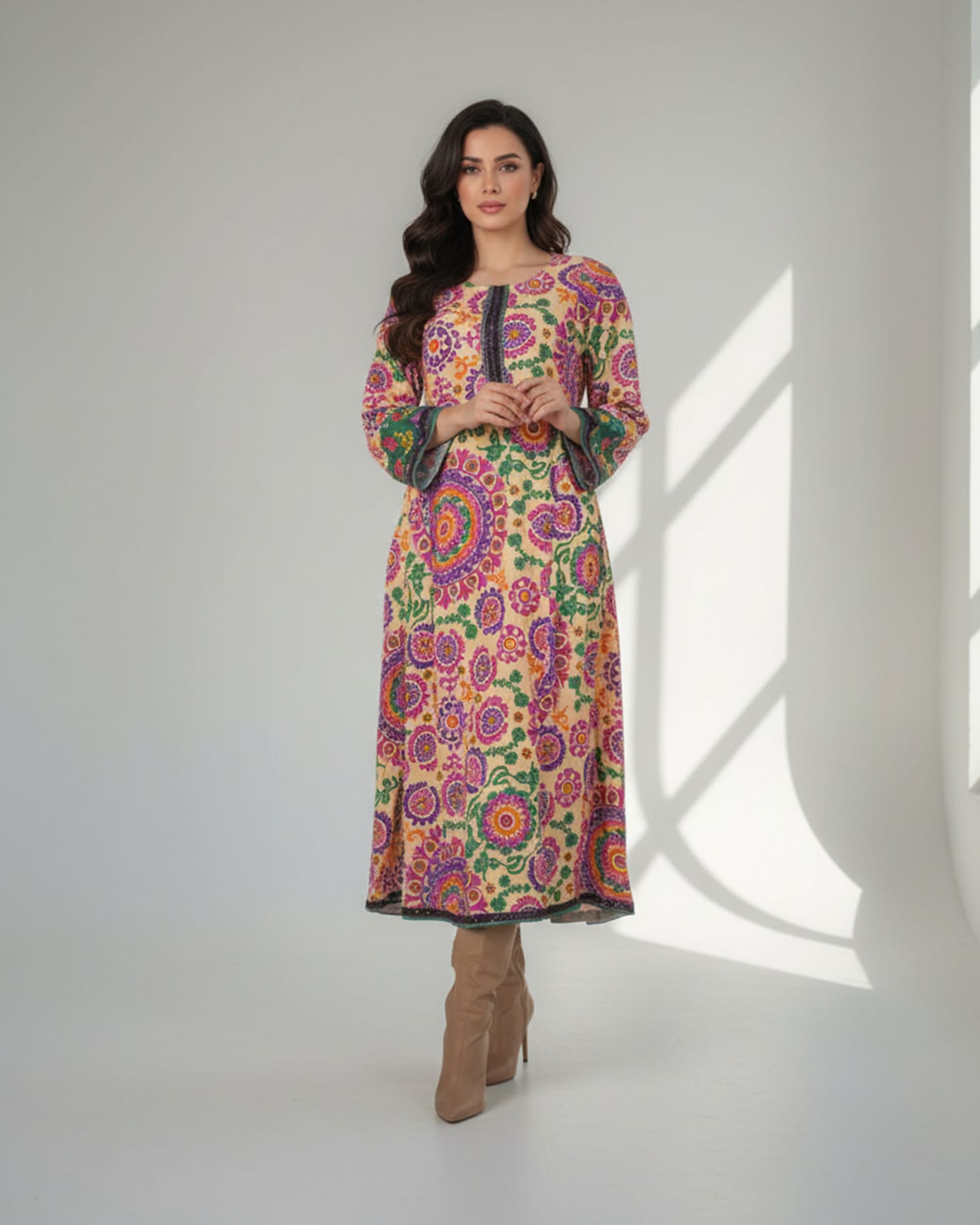 Embroidered Cotton Dress for Work & Gatherings