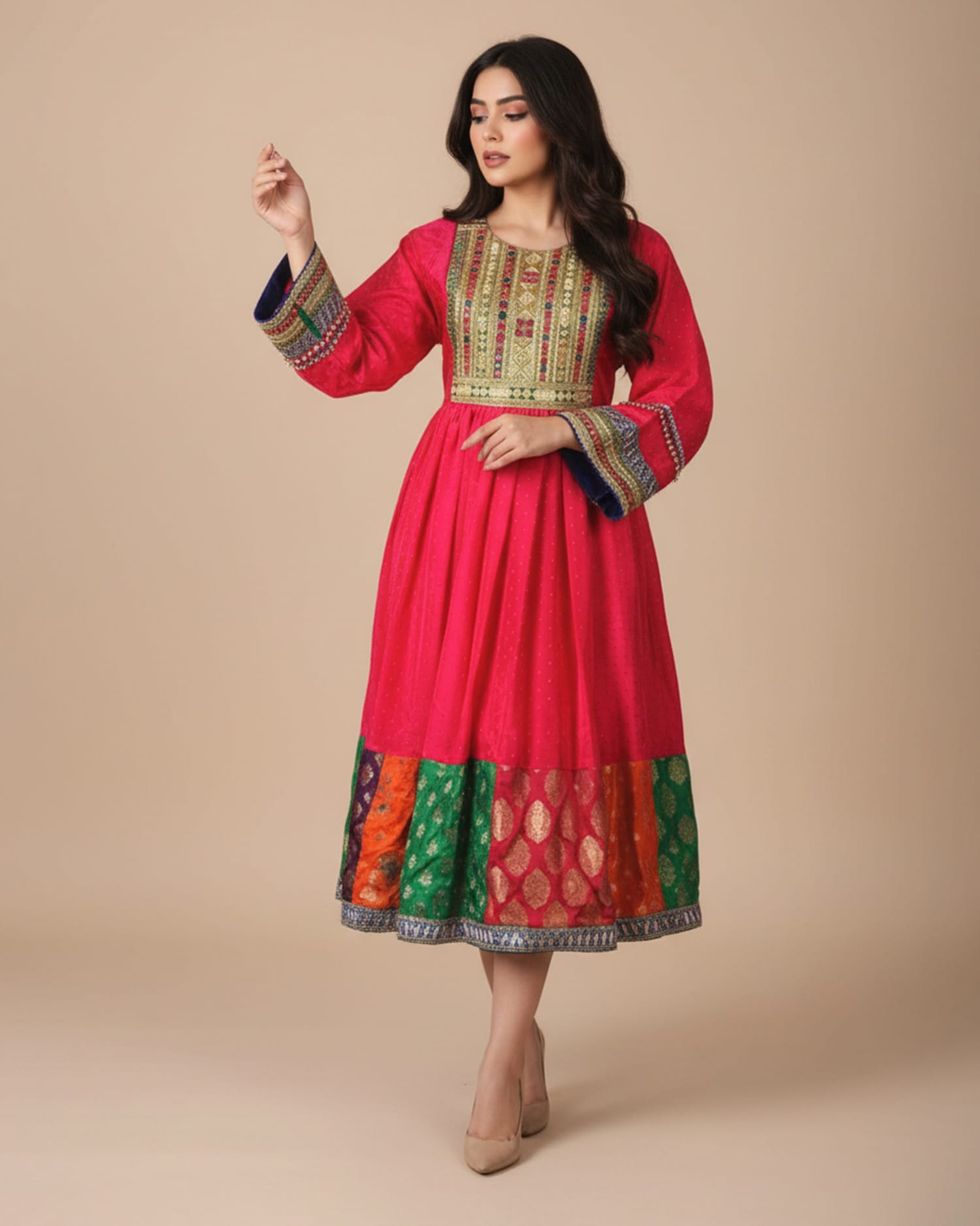 Handmade Afghan Floral Dress