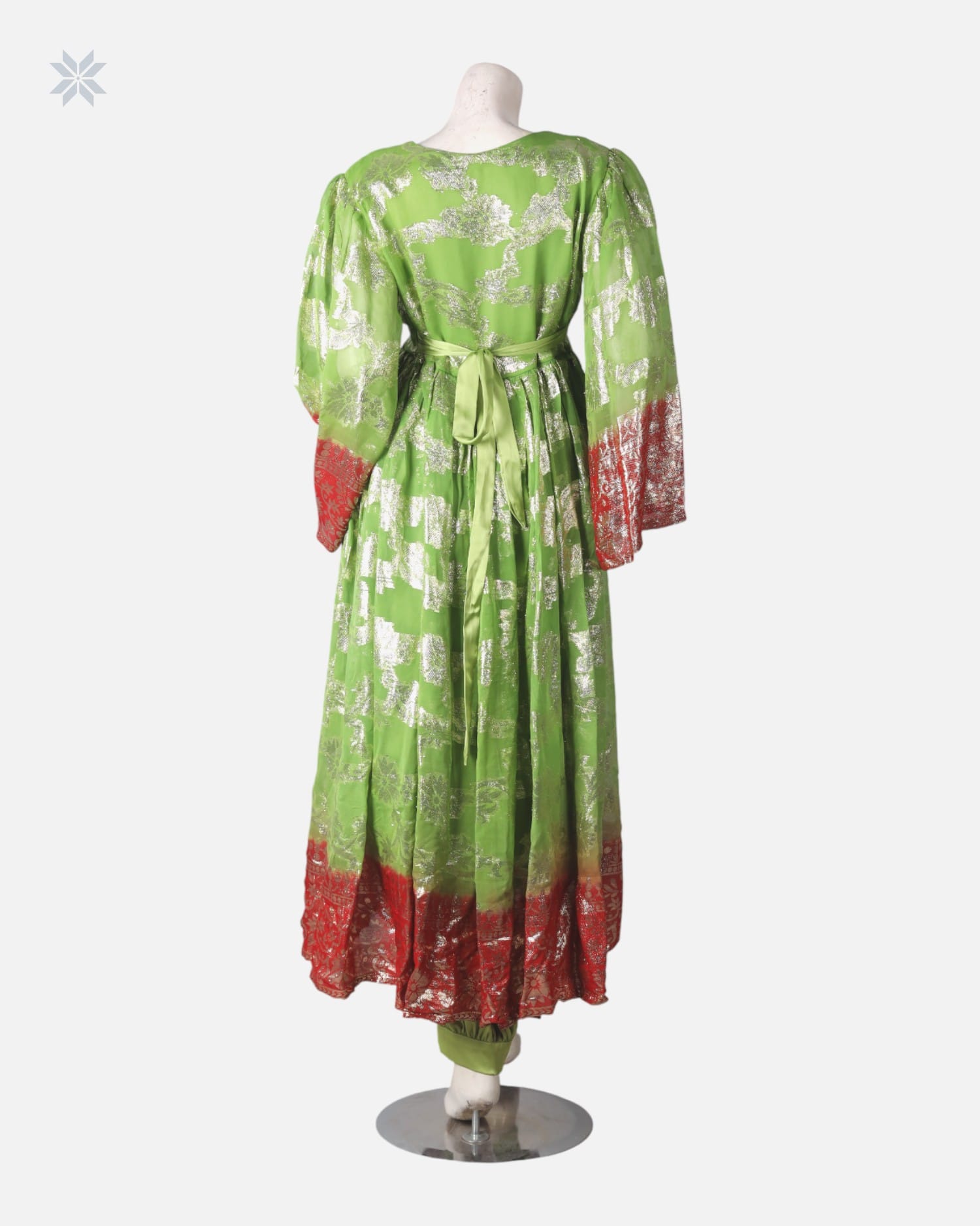 Traditional Green & Red Floral Dress