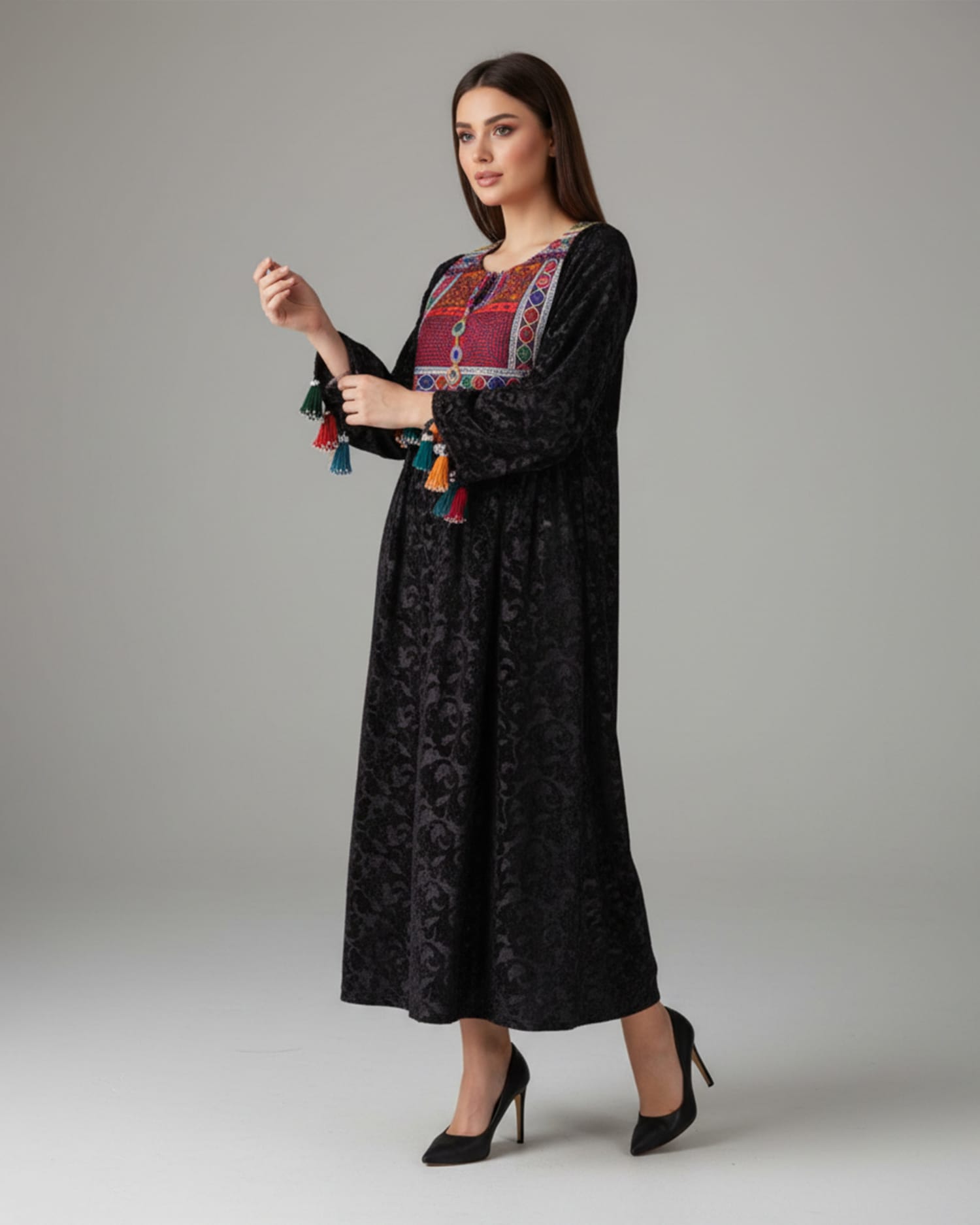 Velvet Party Dress with Tassel Detailing