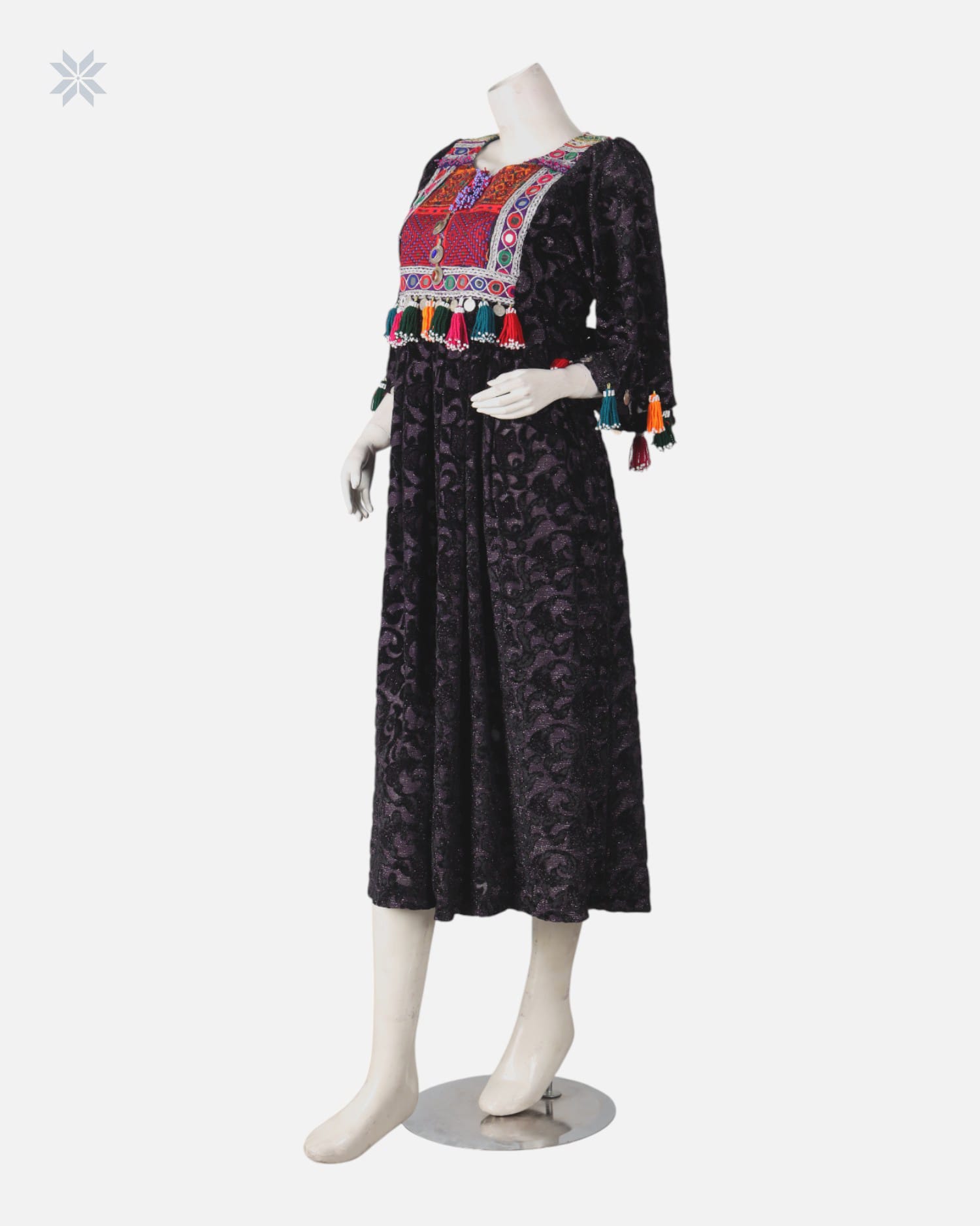 Velvet Party Dress with Tassel Detailing