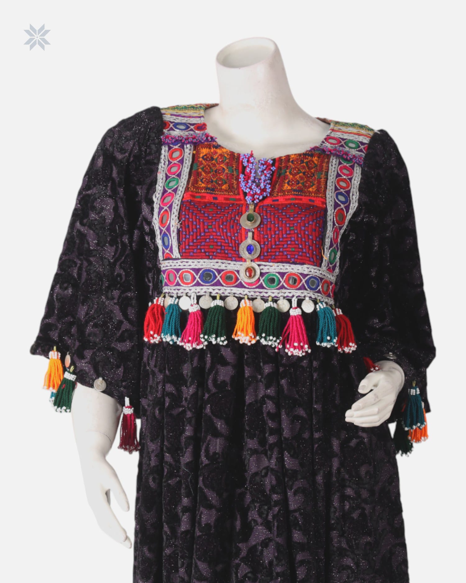 Velvet Party Dress with Tassel Detailing
