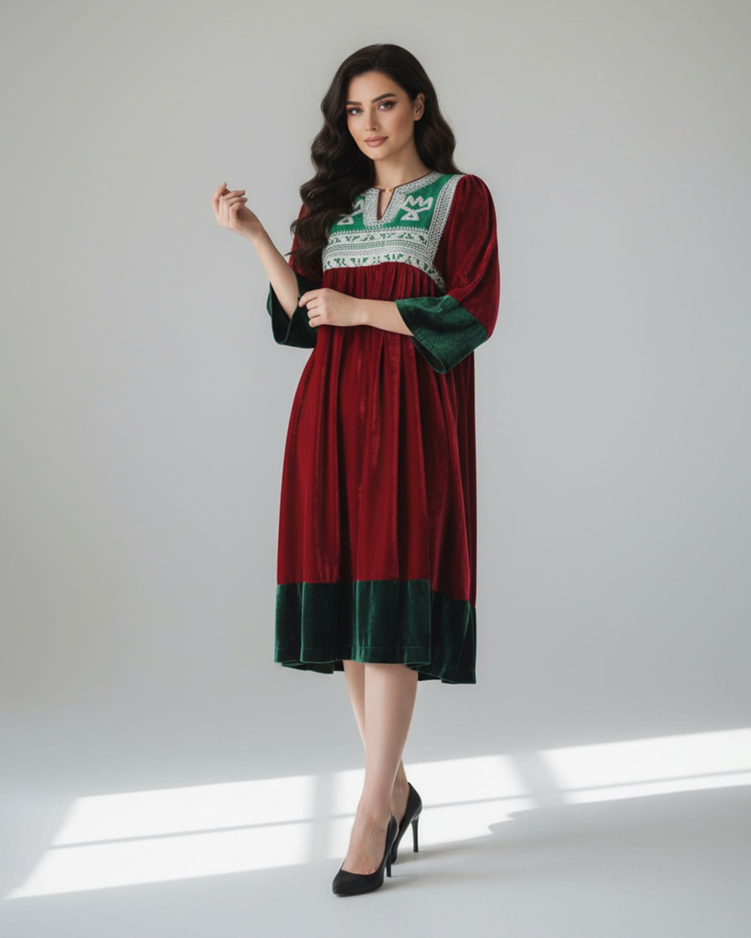Luxurious Velvet Afghan Dress