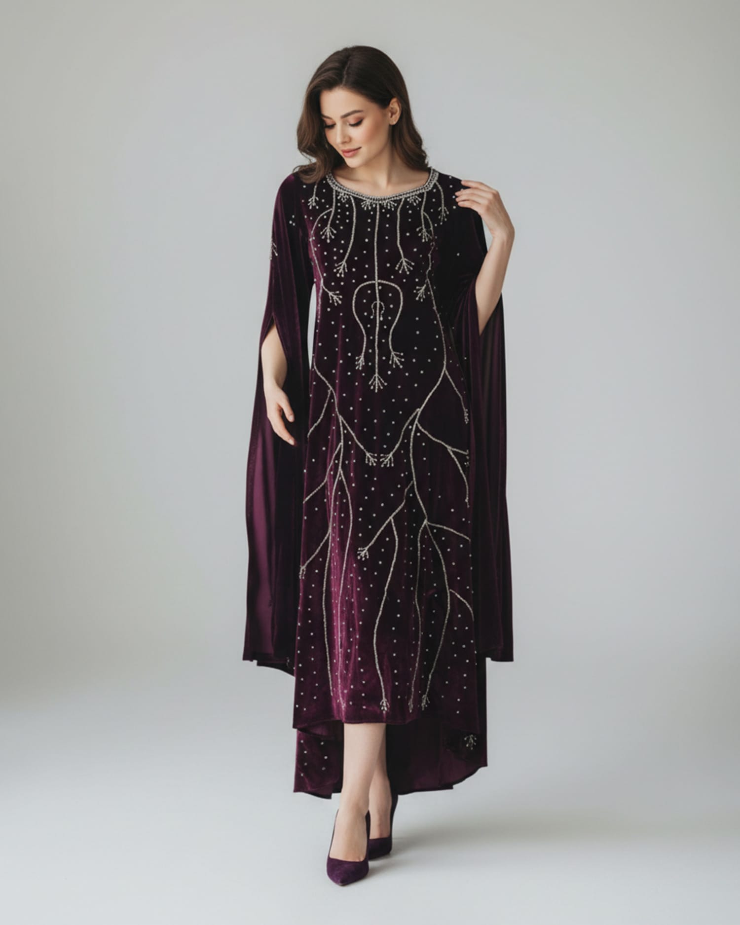 Classic Arabic Velvet Party Dress
