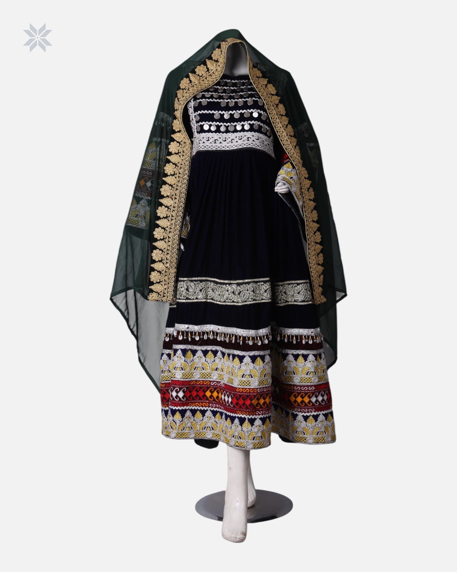 Long Afghan Ghand Dress Polidozi, Charma Dozi Embroidery For Wedding