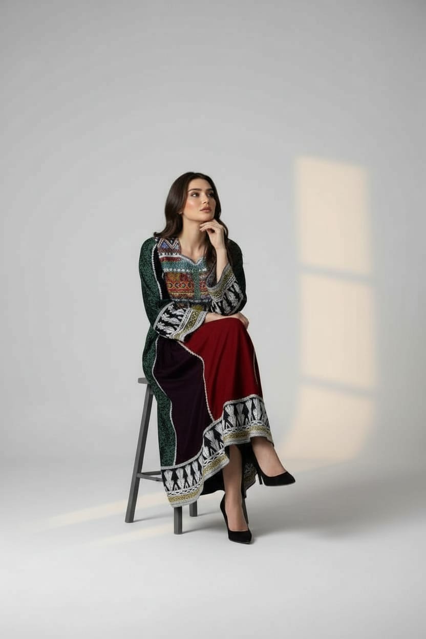 Velvet Bakhmal Dress with Zari Embroidery