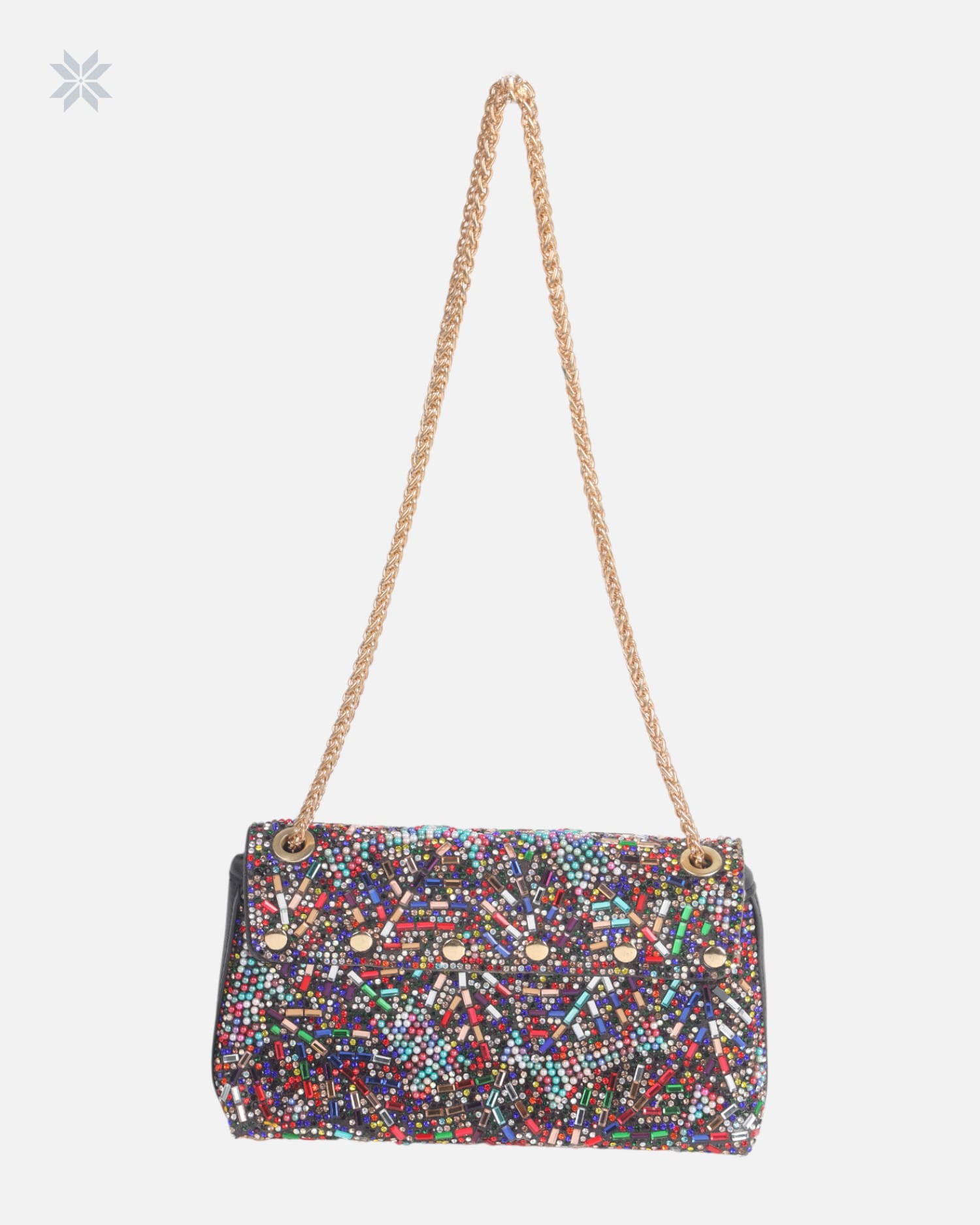 Elegant Handcrafted Beaded & Crystal Clutch Bag