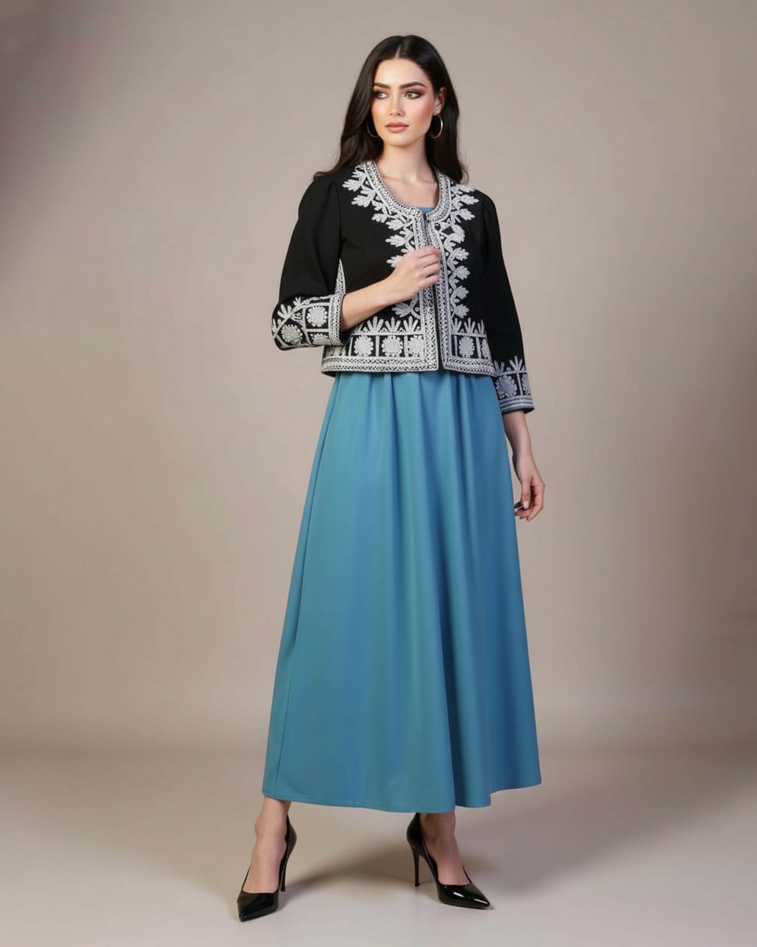 Women Waistcoat Hand Embroidery Chermaduzi Black