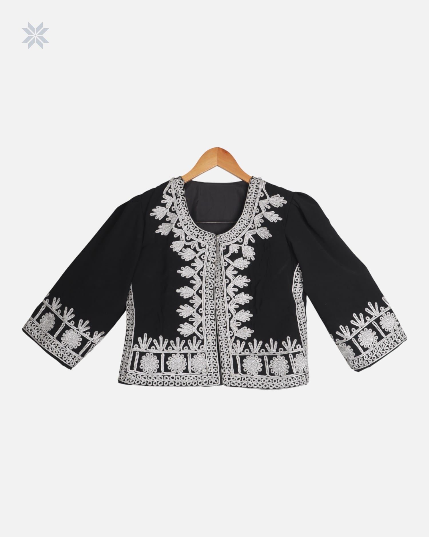 Women Waistcoat Hand Embroidery Chermaduzi Black