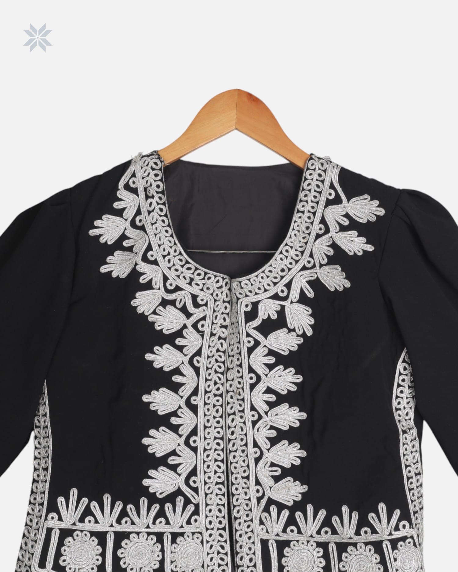 Women Waistcoat Hand Embroidery Chermaduzi Black