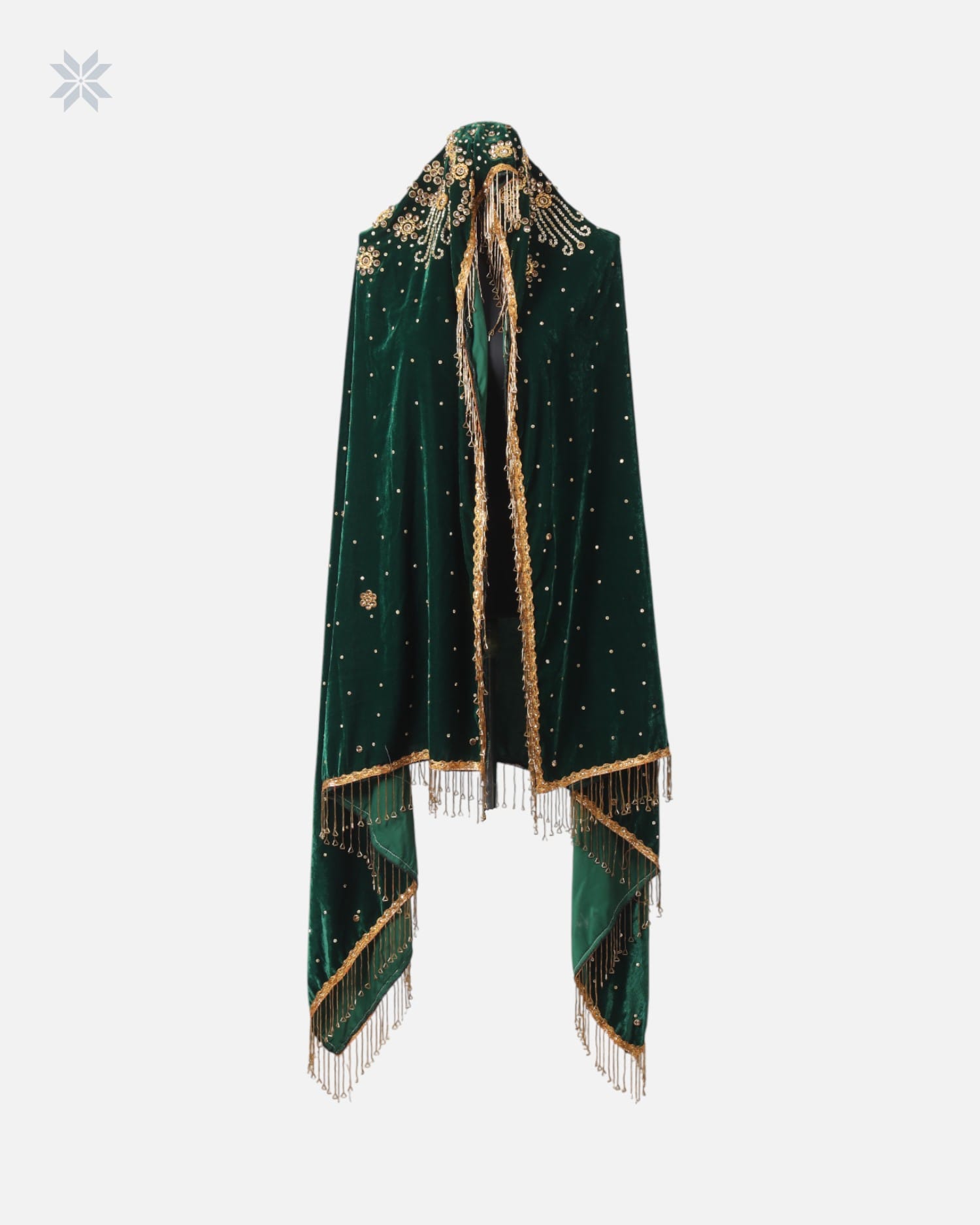 Bridal Velvet Shawl with Hand Beads