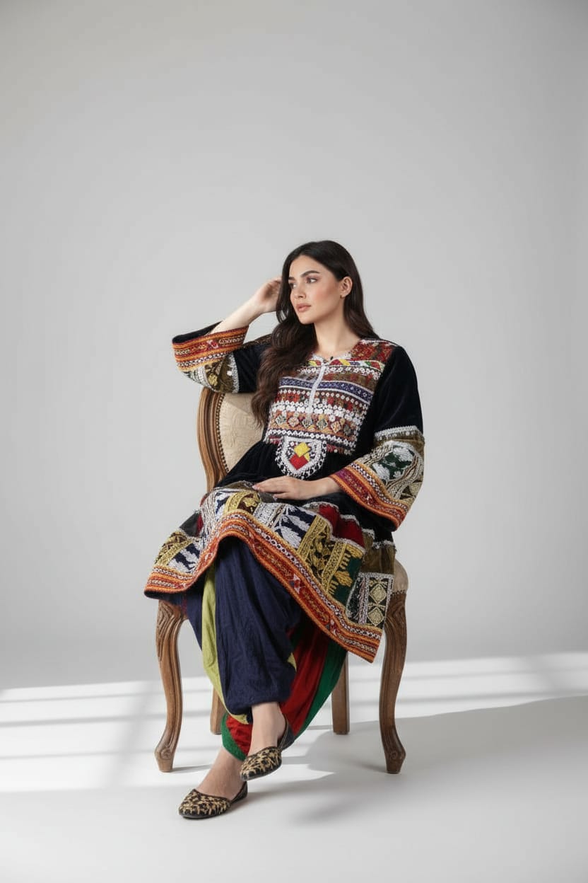 Afghan Velvet Dress for Weddings