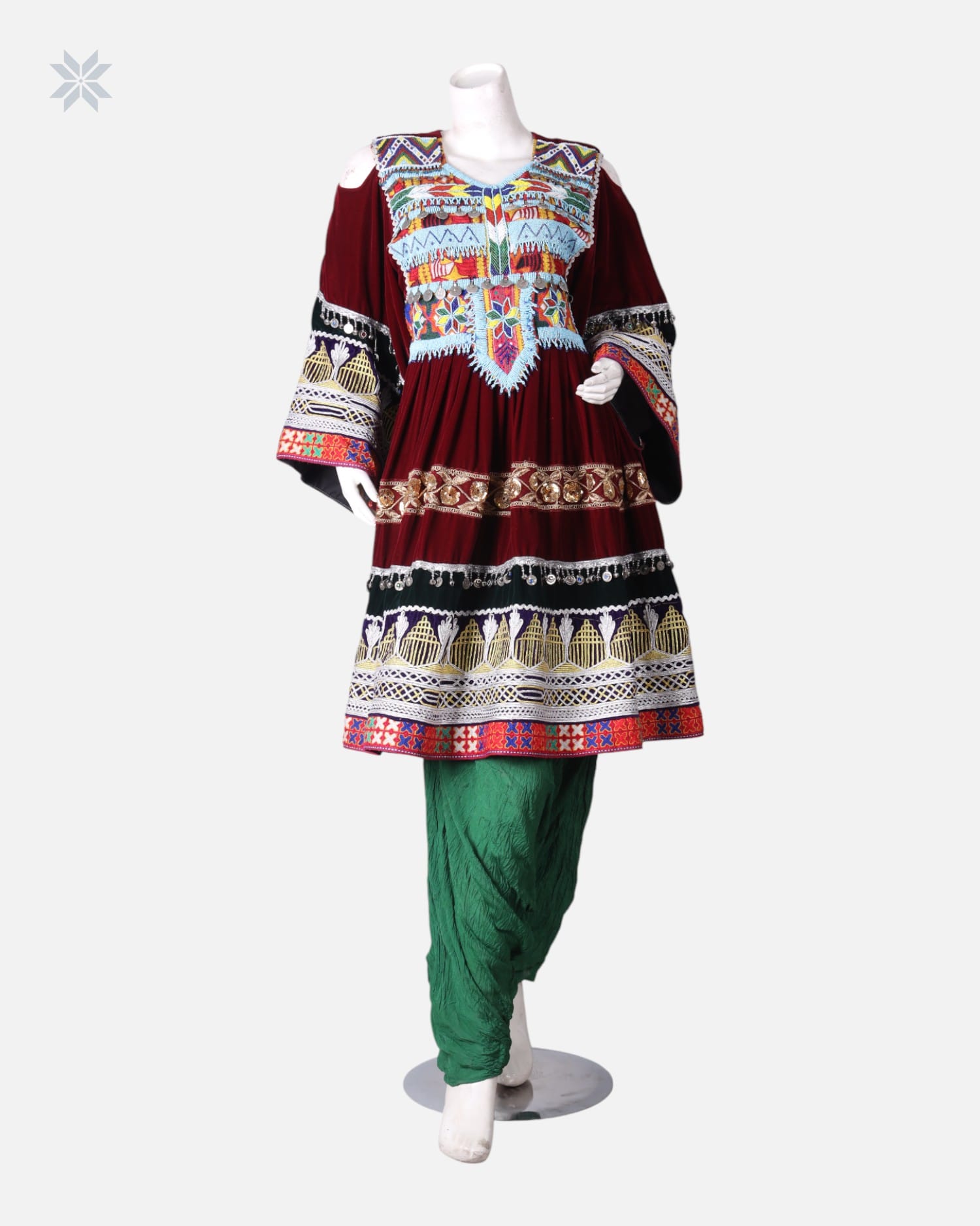 Multi Colored Afghan Velvet Dress