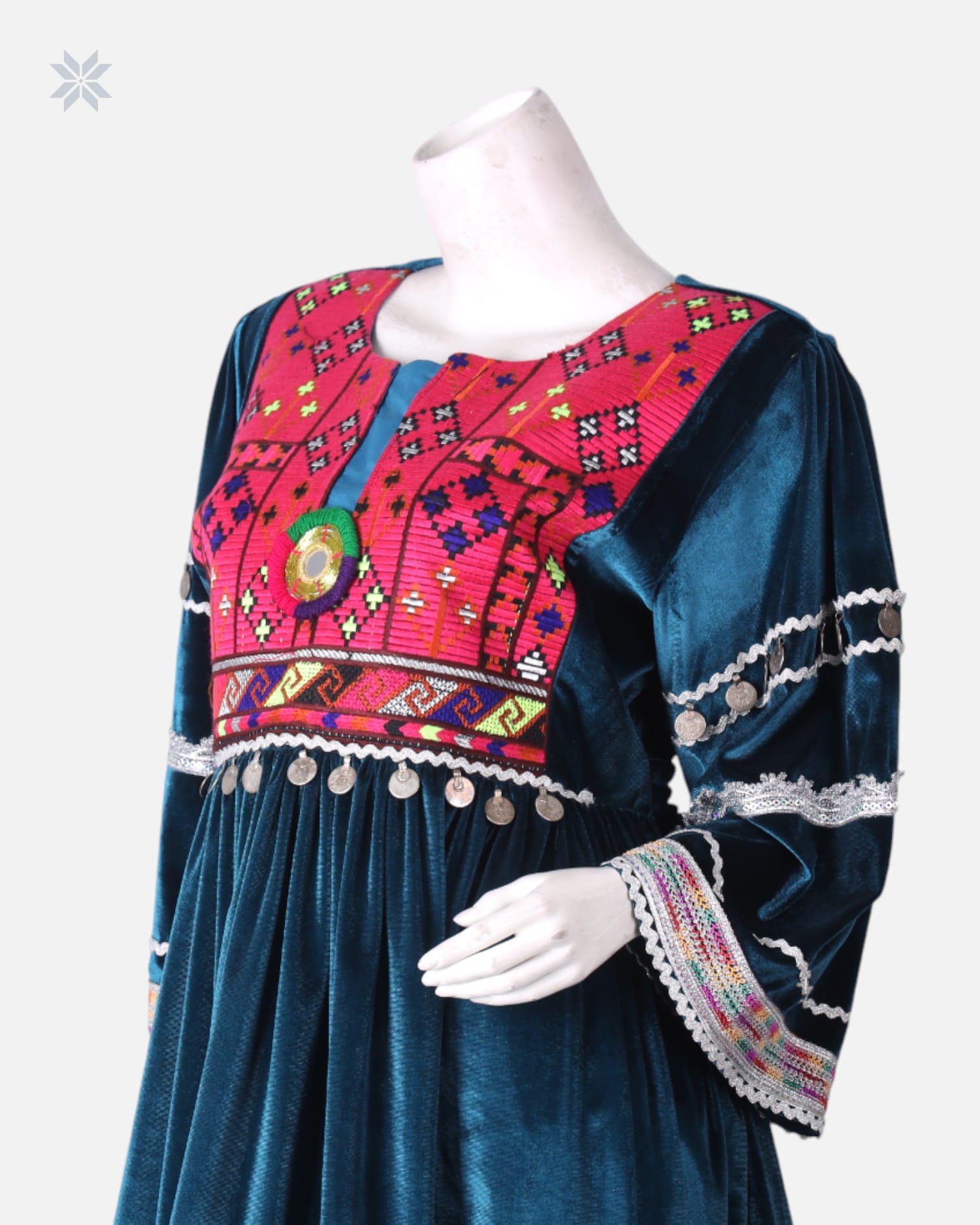 Velvet Short Dress with Chermaduzi Detailing