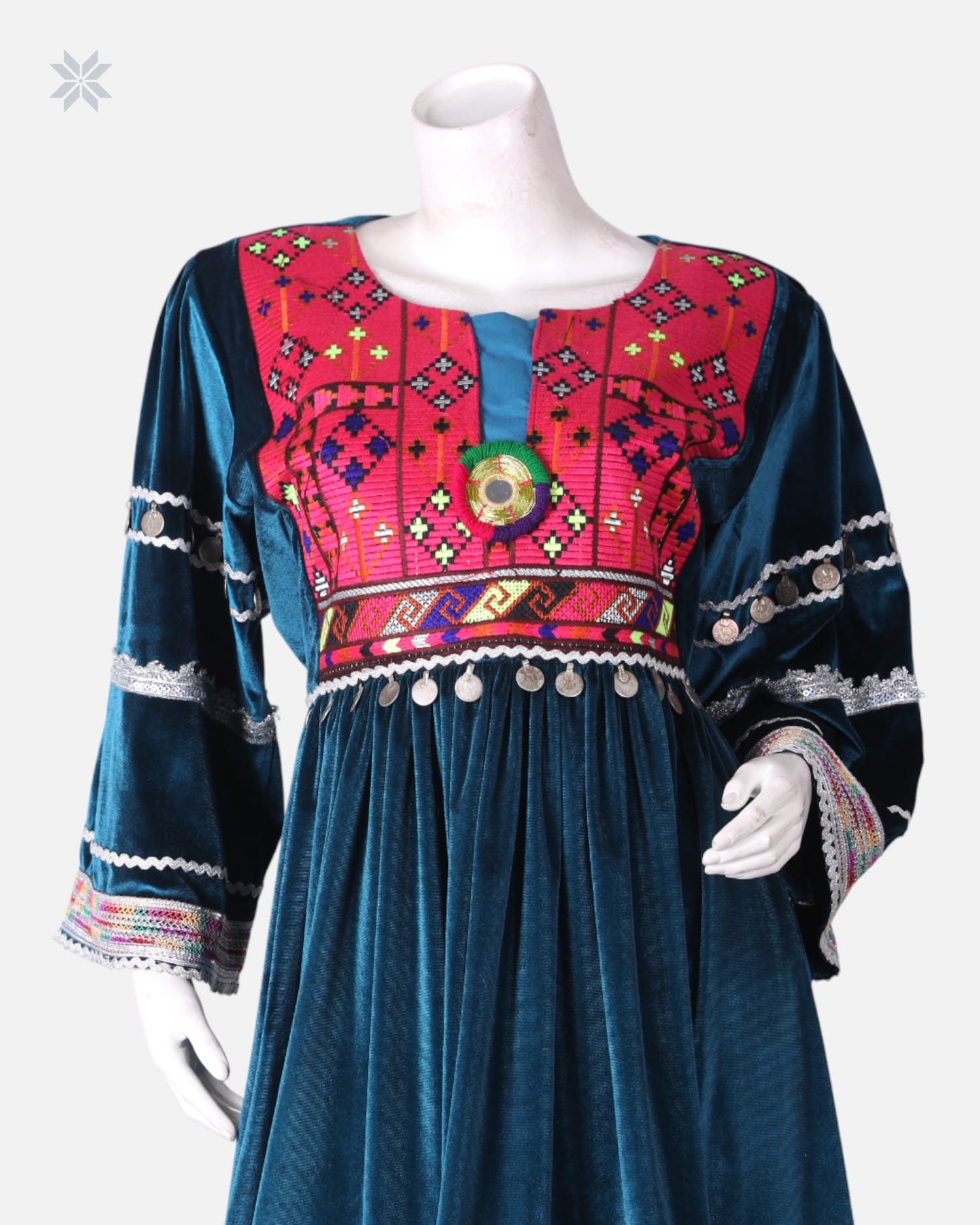 Velvet Short Dress with Chermaduzi Detailing