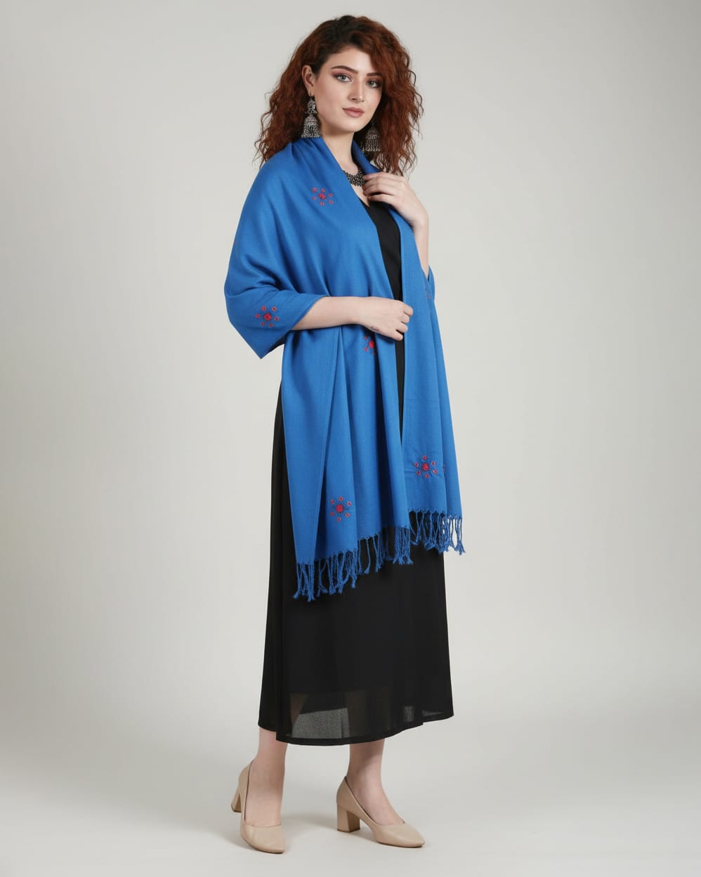 Blue Cotton Afghan Scarf