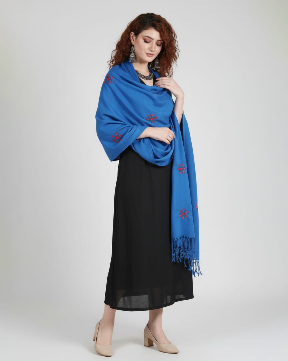 Blue Cotton Afghan Scarf